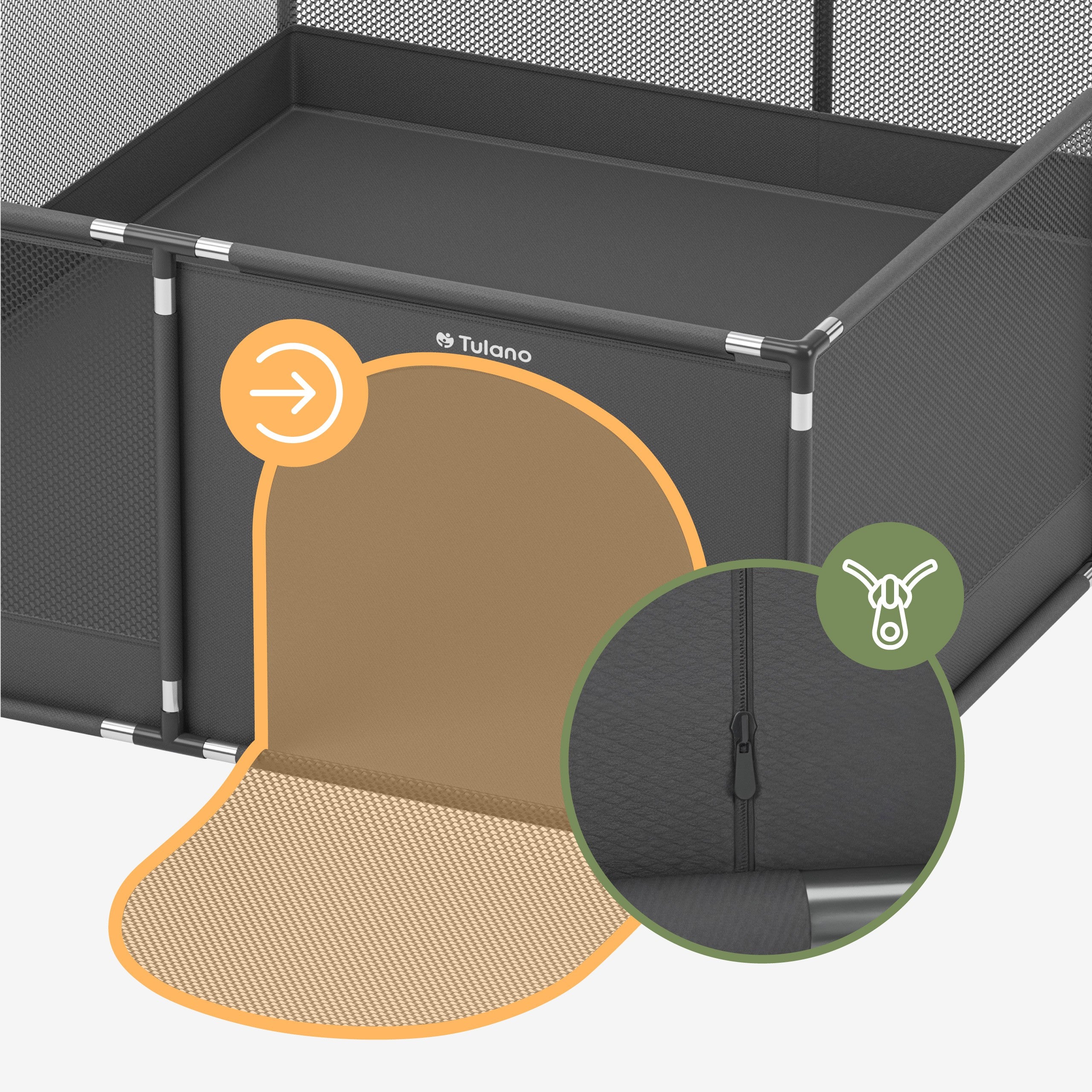 Box per bambini Tulano Cozy 25 Graphite - 150 cm