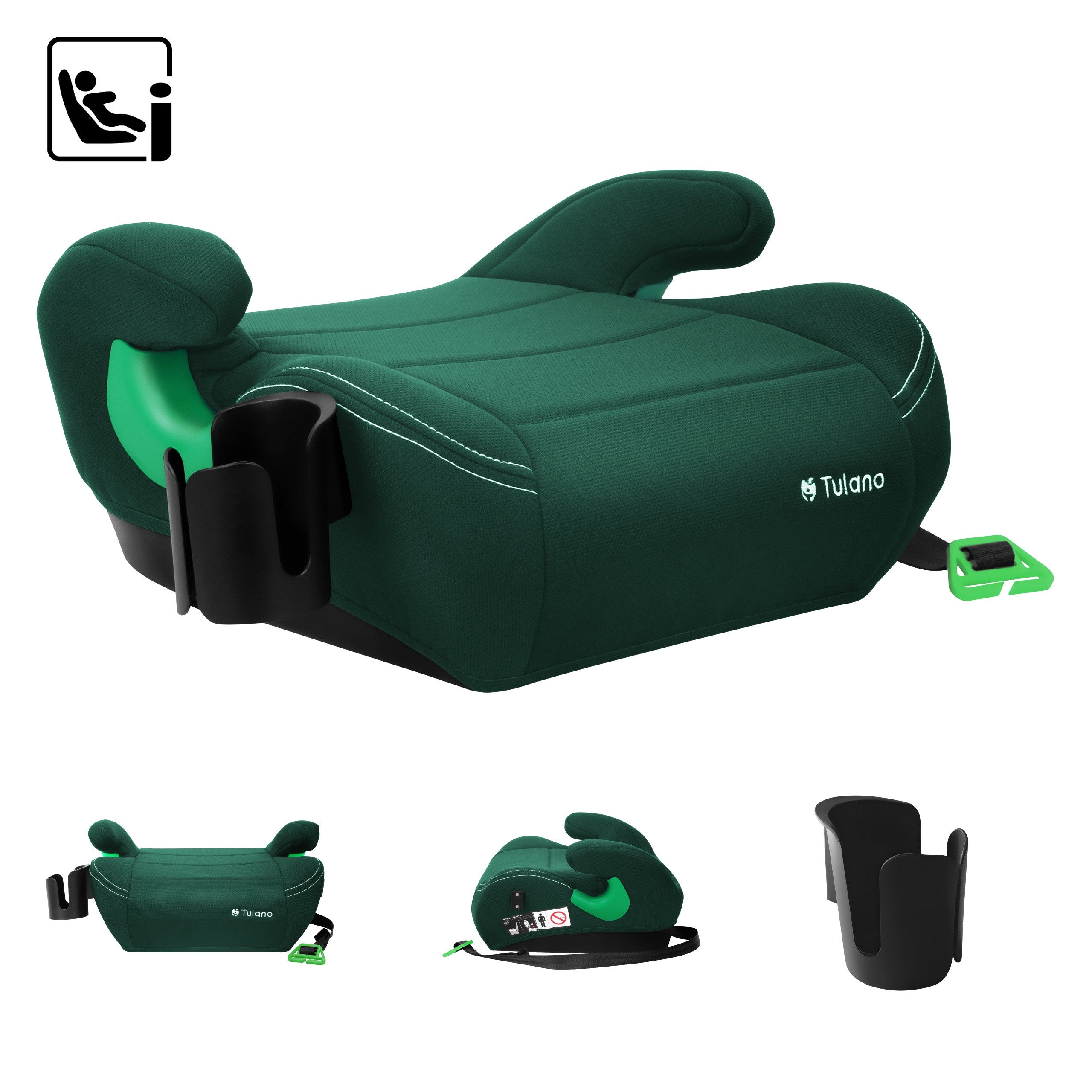 Seggiolino auto con base Tulano Cabby 25 Green 125-150 cm I-Size