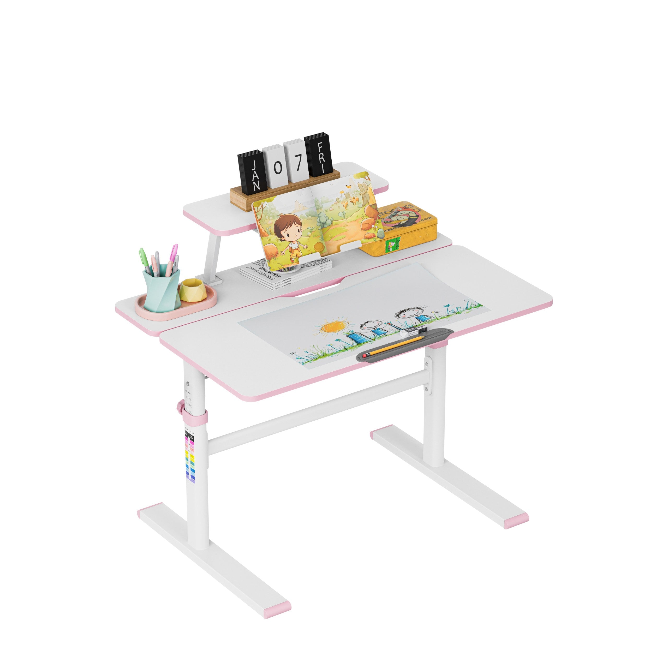 Scrivania per bambini regolabile Mark Adler Study 3.7 Pink 90 cm