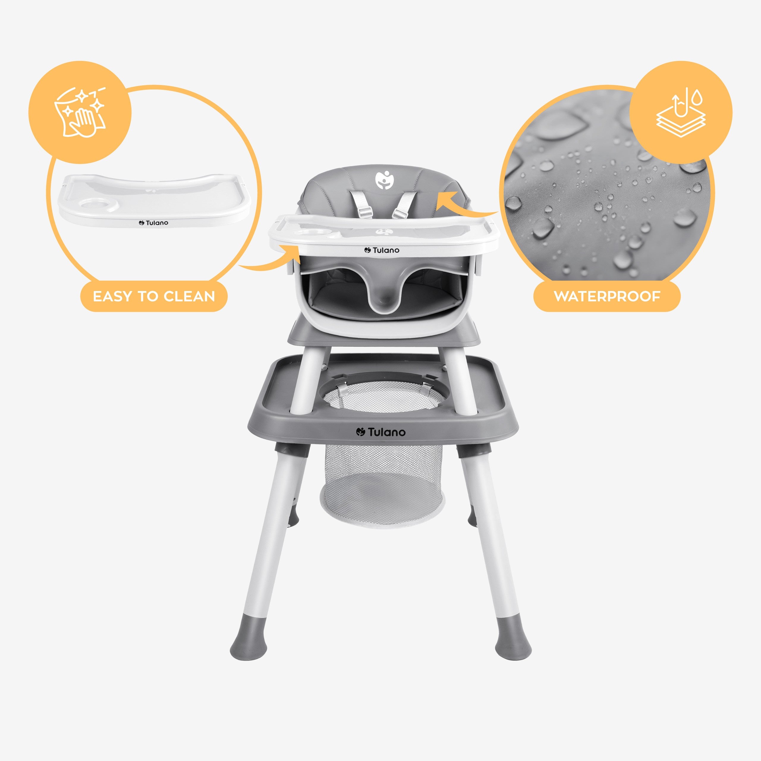 Seggiolone in plastica 9 in 1 Tulano Morsel 50 Grey