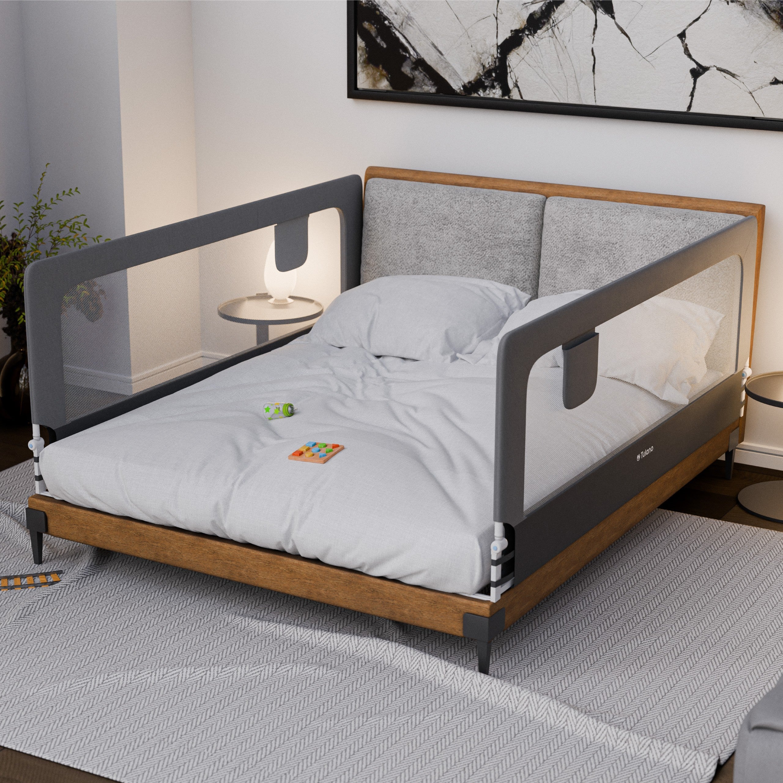 Spondina di sicurezza per letto da 200 cm Tulano Cover 30 Grey