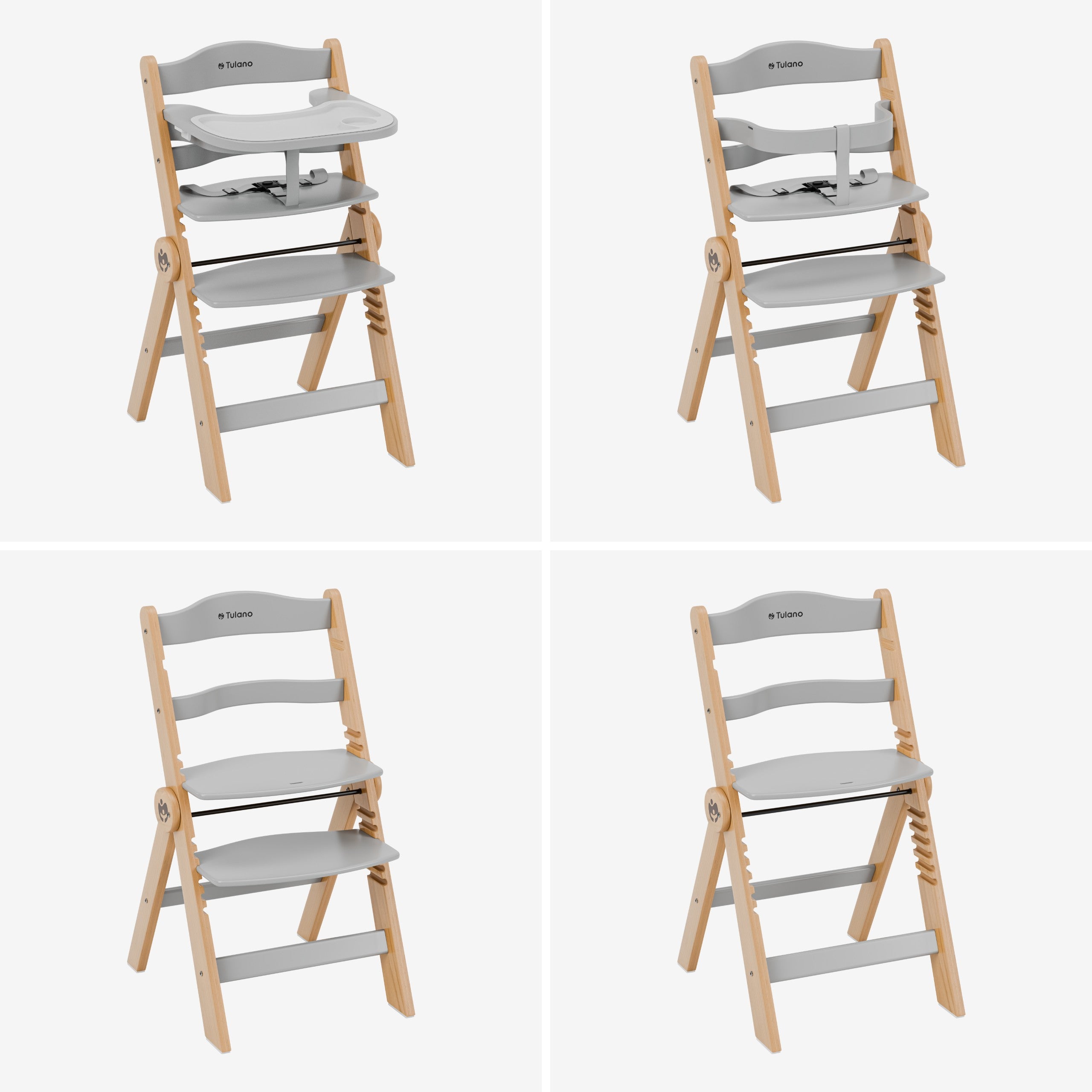 Seggiolone in legno Tulano Morsel 45 Natural-Grey