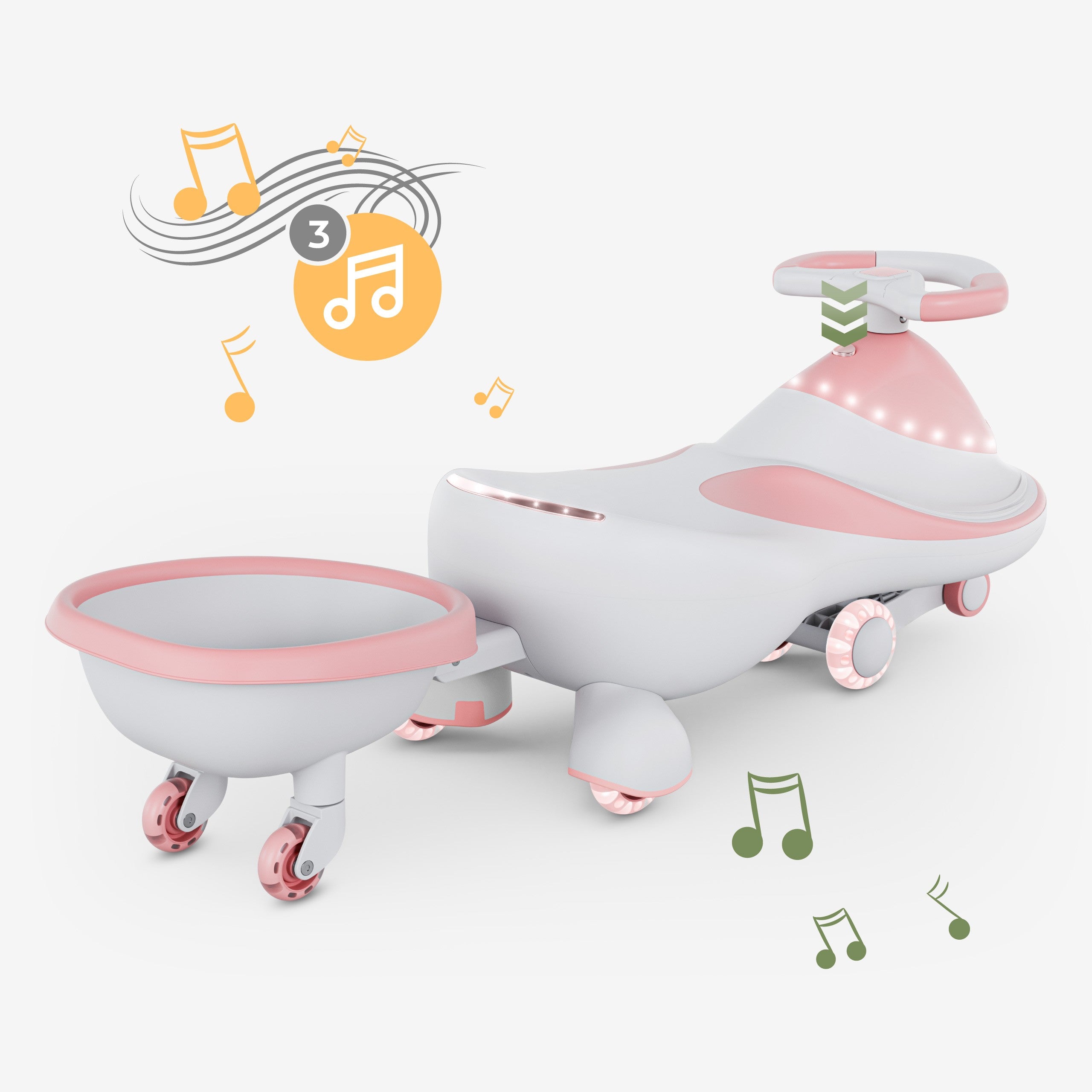 Carretto a gravità per bambini con luci LED Tulano Focus 55 Pink