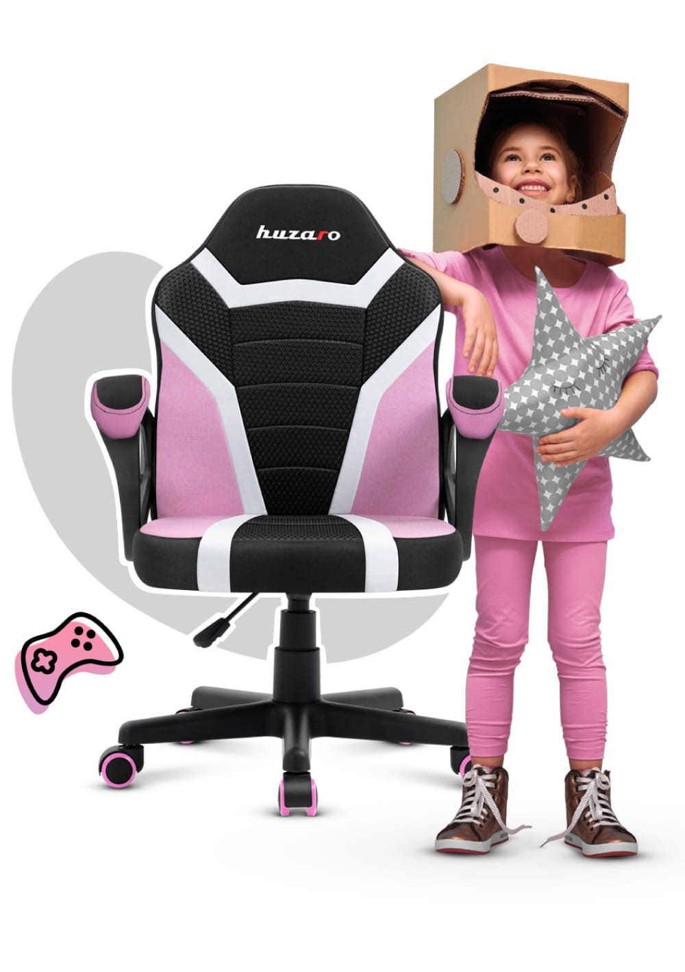 Poltrona da gaming per bambini HUZARO RANGER 1.0 Pink Mesh