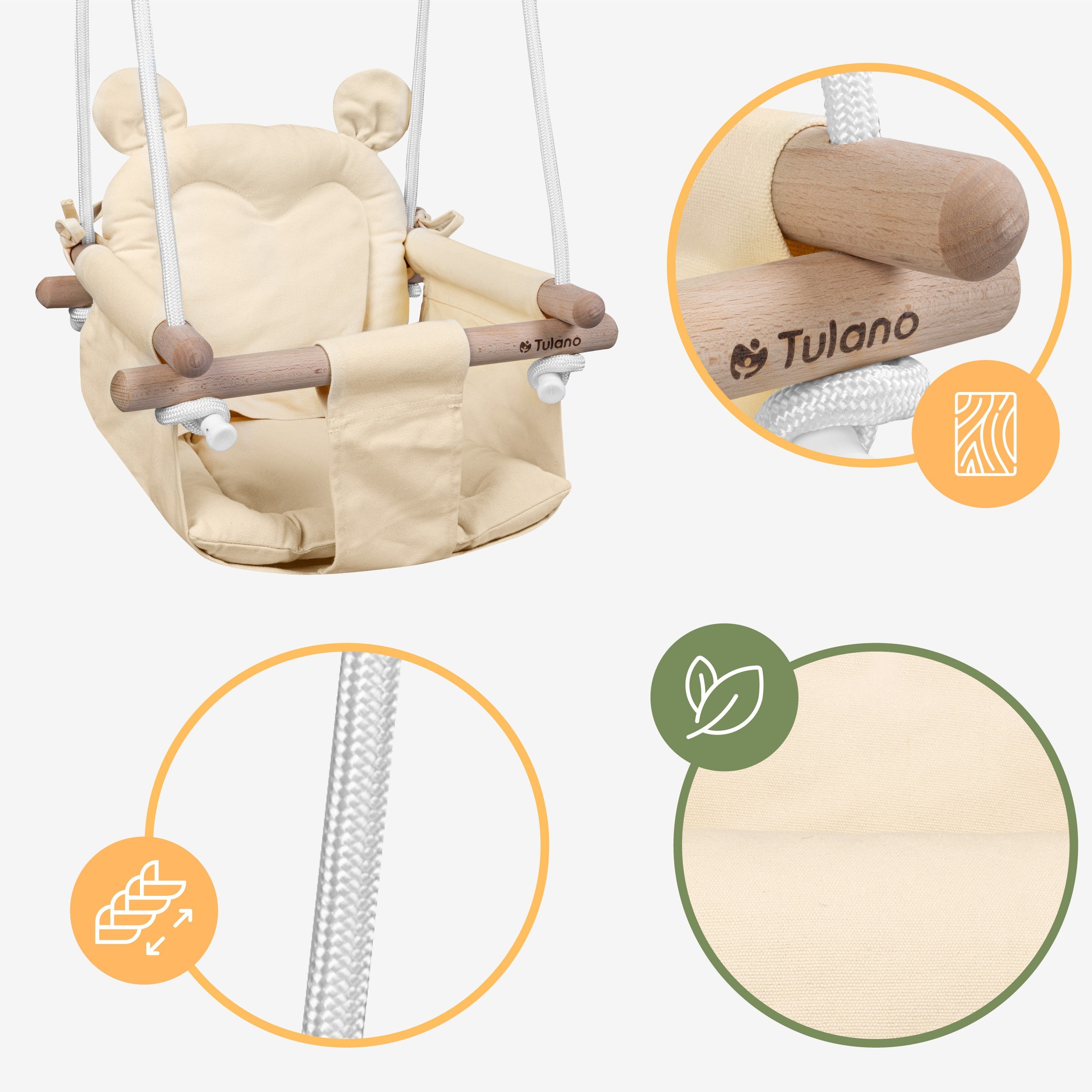 Altalena per bambini TULANO Hop 30 Beige