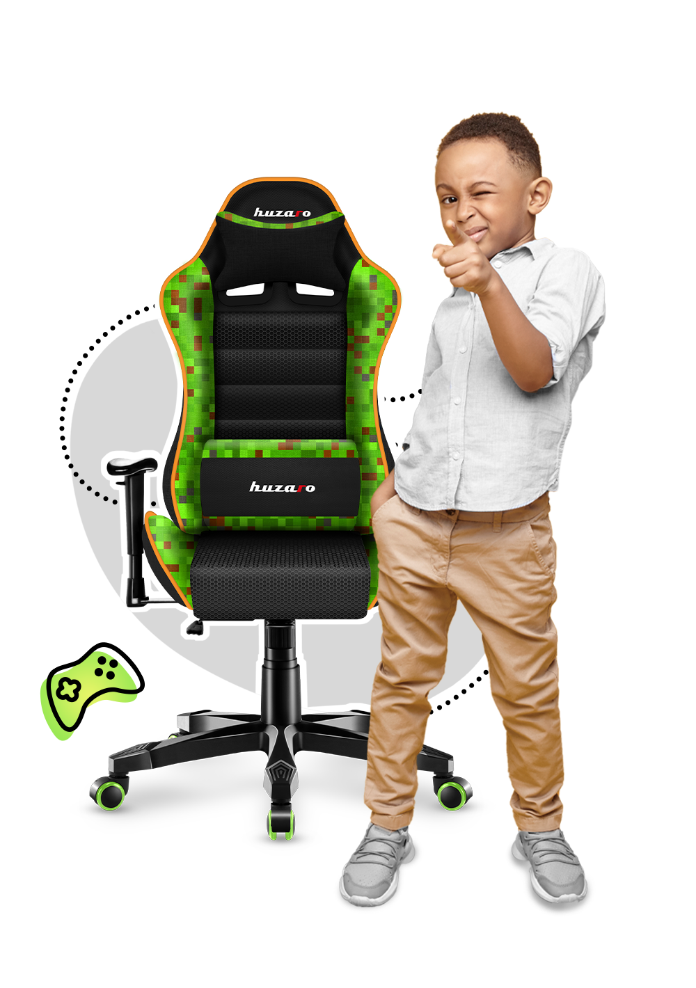 Poltrona da gaming per bambini HUZARO RANGER 6.0 Pixel Mesh