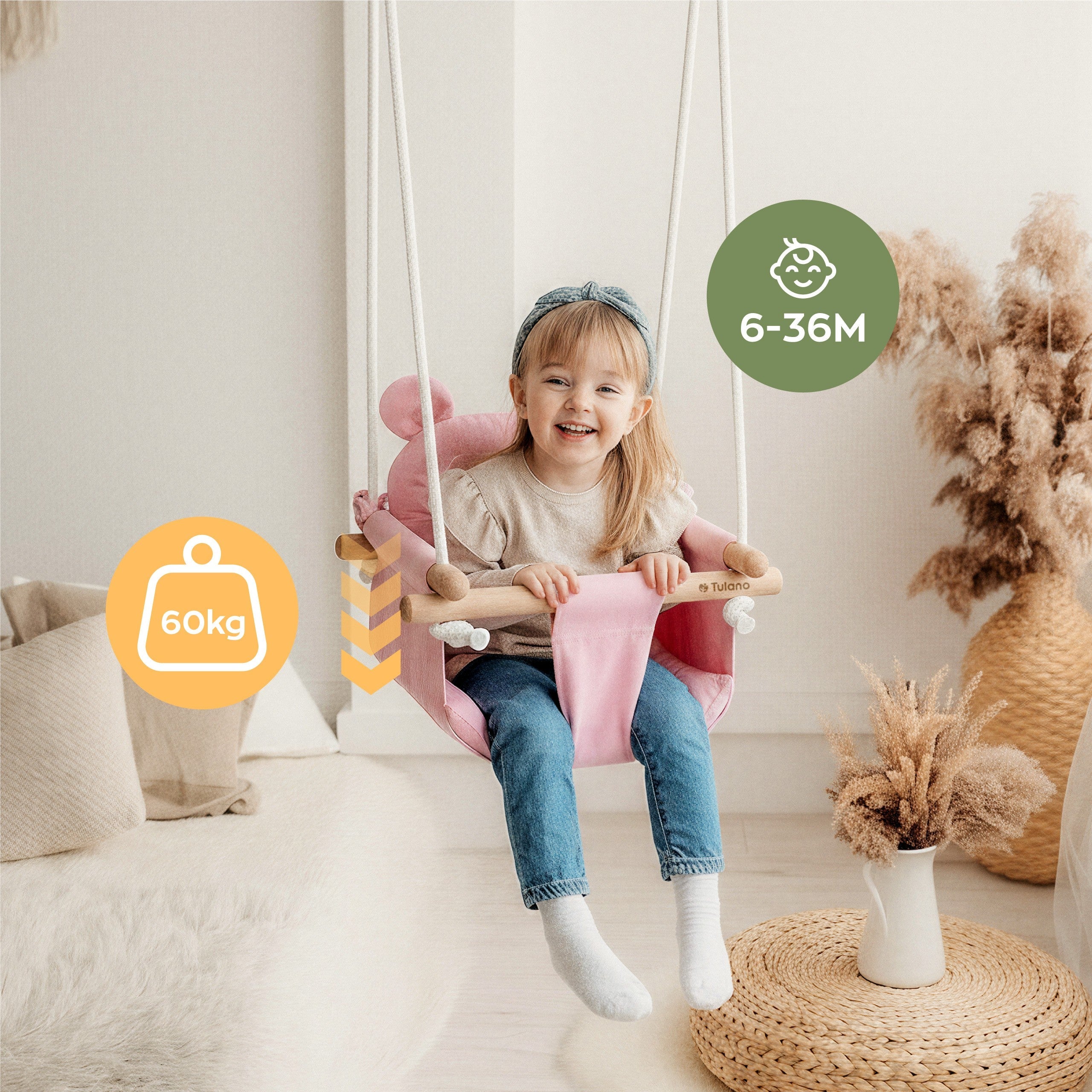 OUTLET Altalena per bambini TULANO Hop 30 Pink