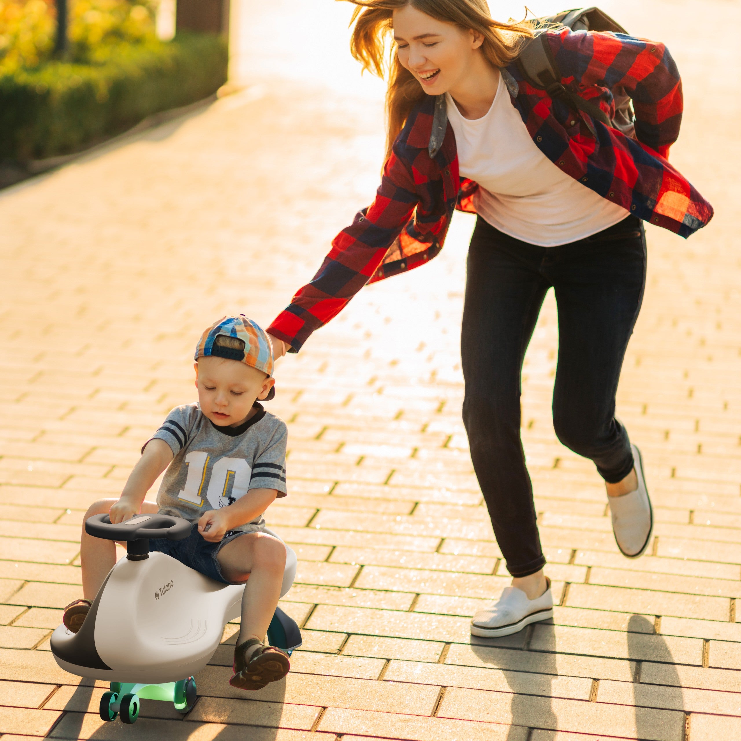 Carretto a gravità con luci LED per bambini Tulano Focus 35 Beige