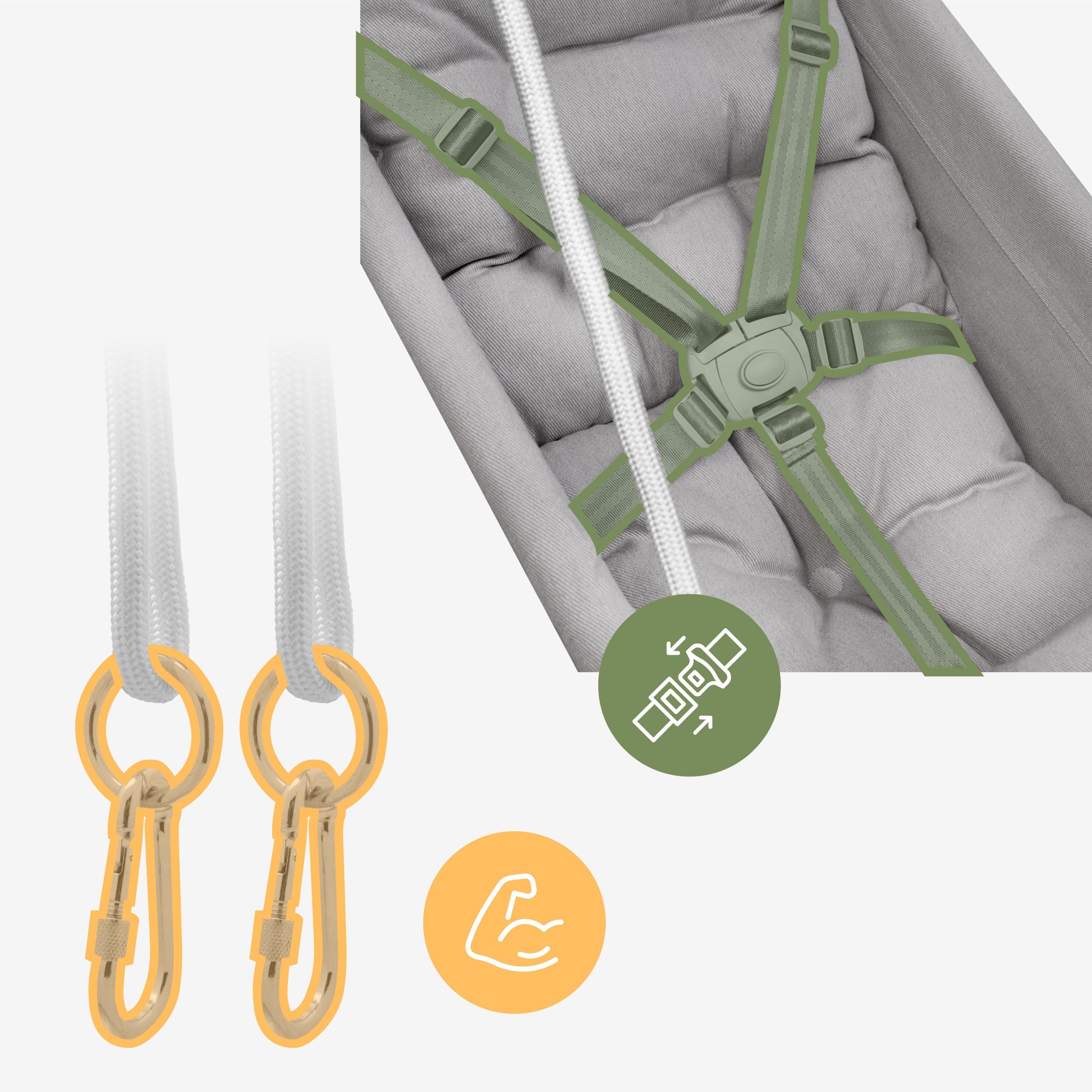 Altalena a dondolo per bambini TULANO Hop 40 Grigio-Bianco