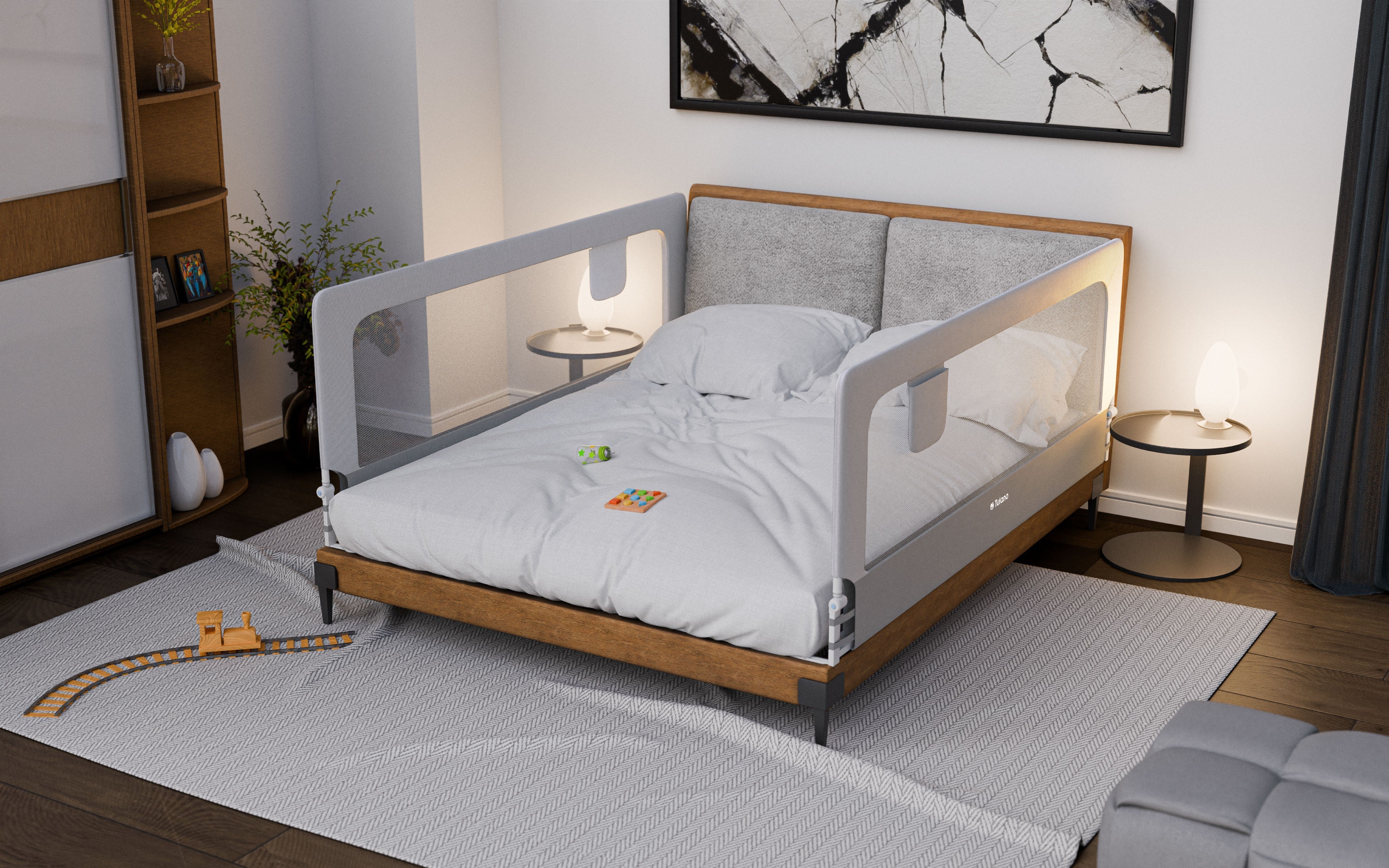 OUTLET Spondina di sicurezza per letto 200 cm Tulano Cover 30 Bianco-Grigio
