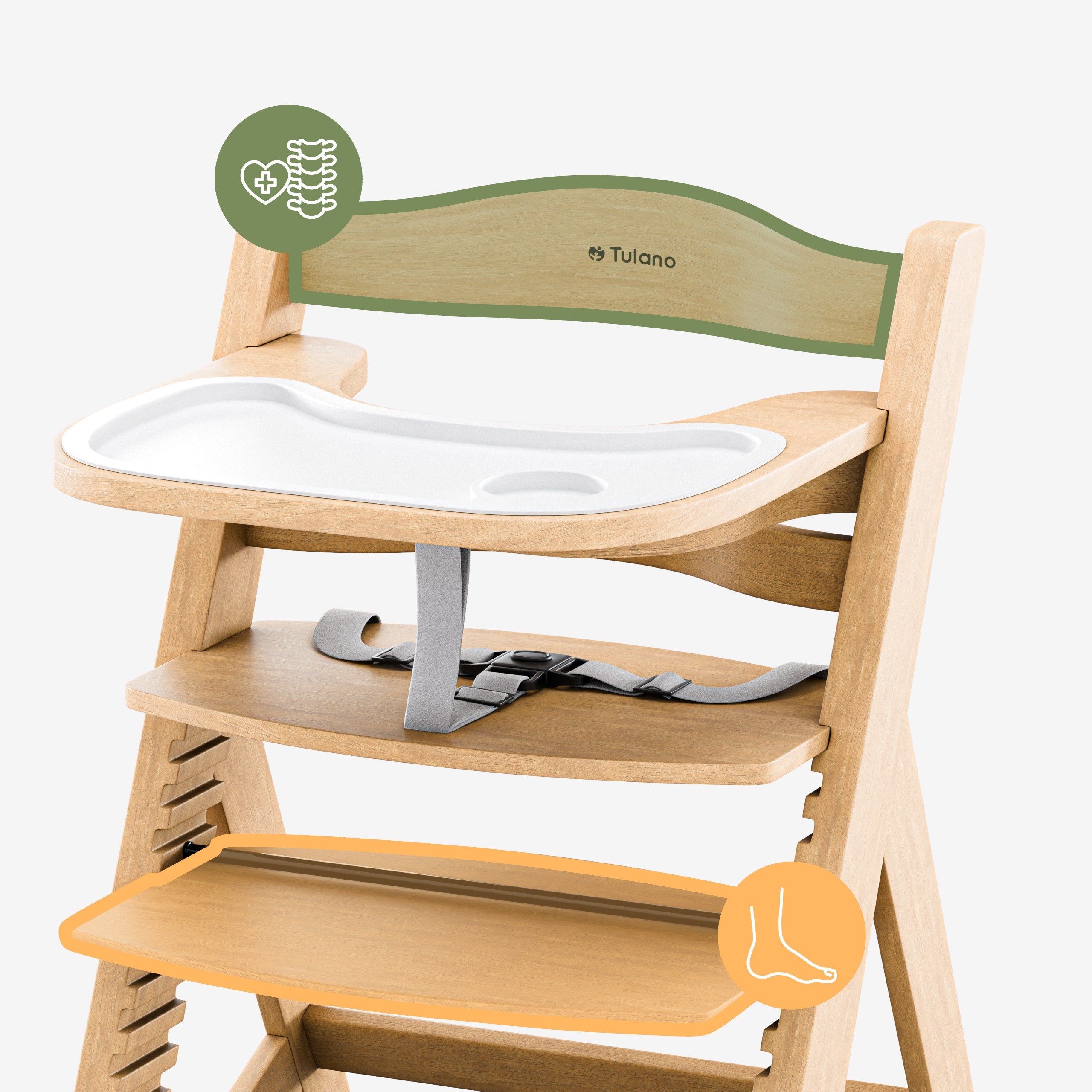 Seggiolone in legno Tulano Morsel 40 Natural