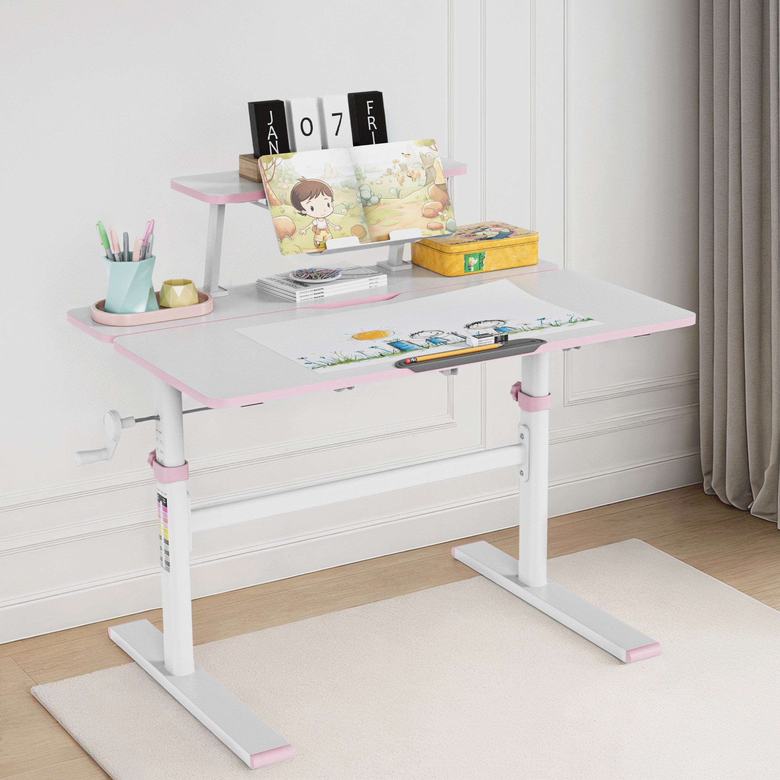 Scrivania per bambini regolabile Mark Adler Study 3.7 Pink 90 cm