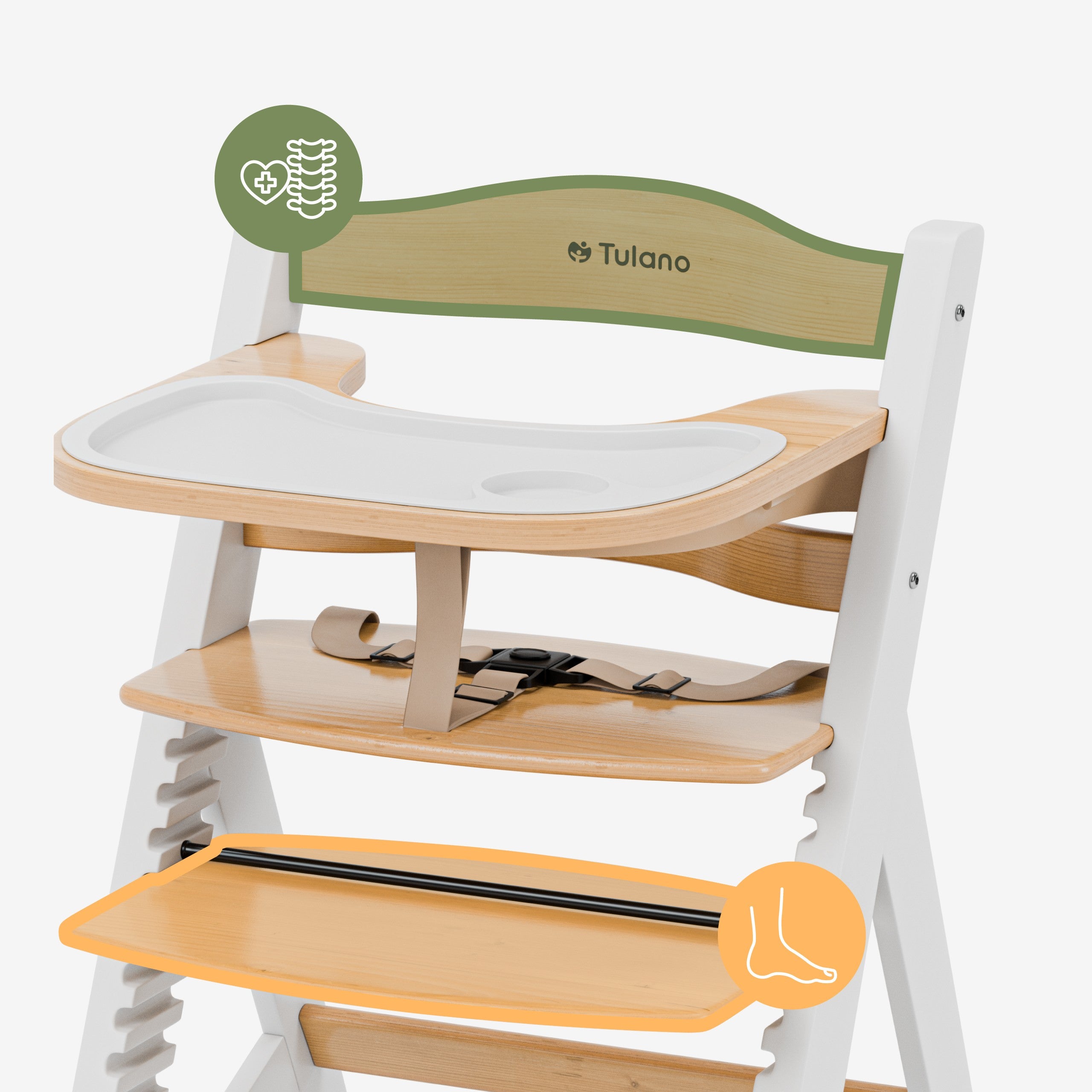 Seggiolone in legno Tulano Morsel 40 White-Natural