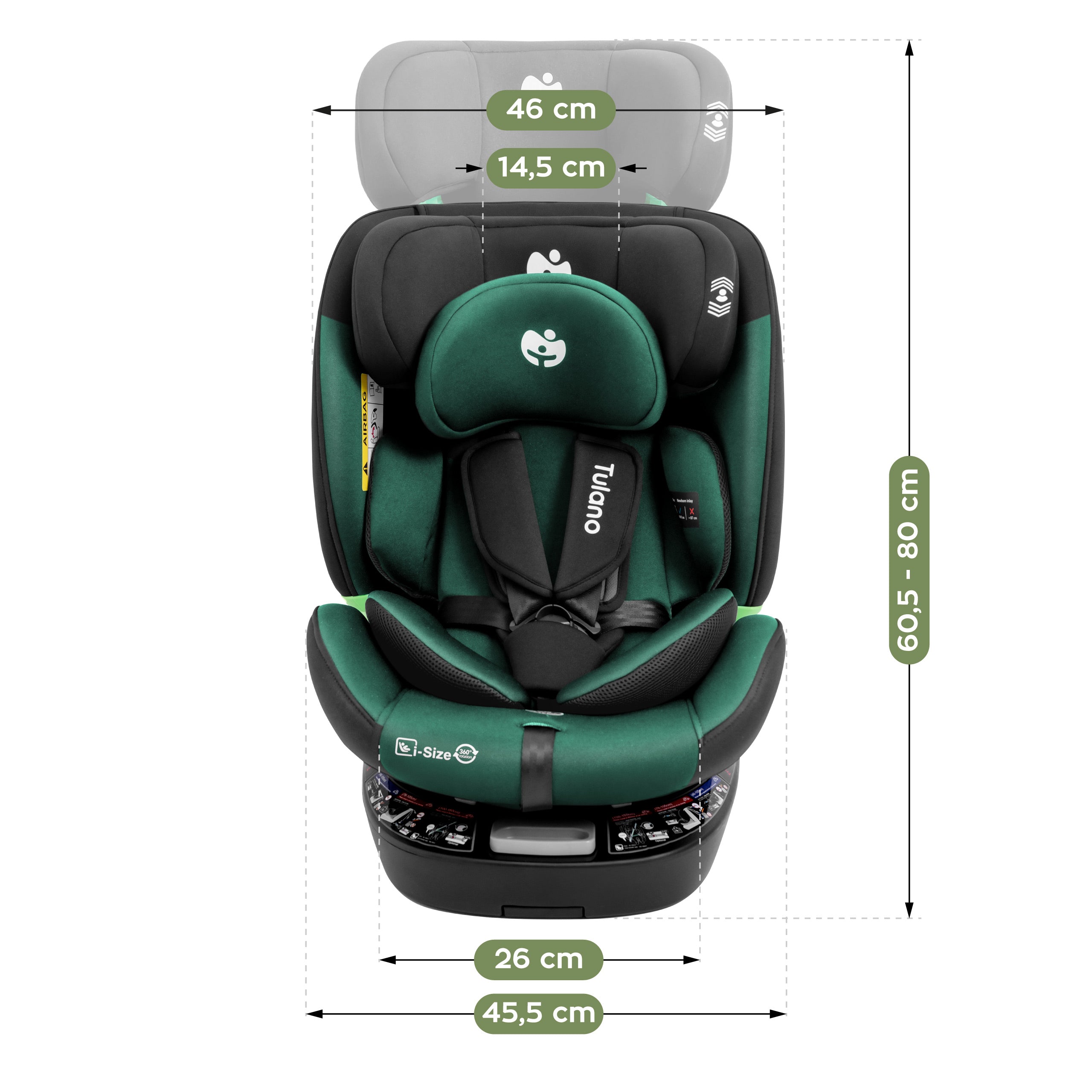 Seggiolino auto girevole Tulano Loom 35 Nero Verde