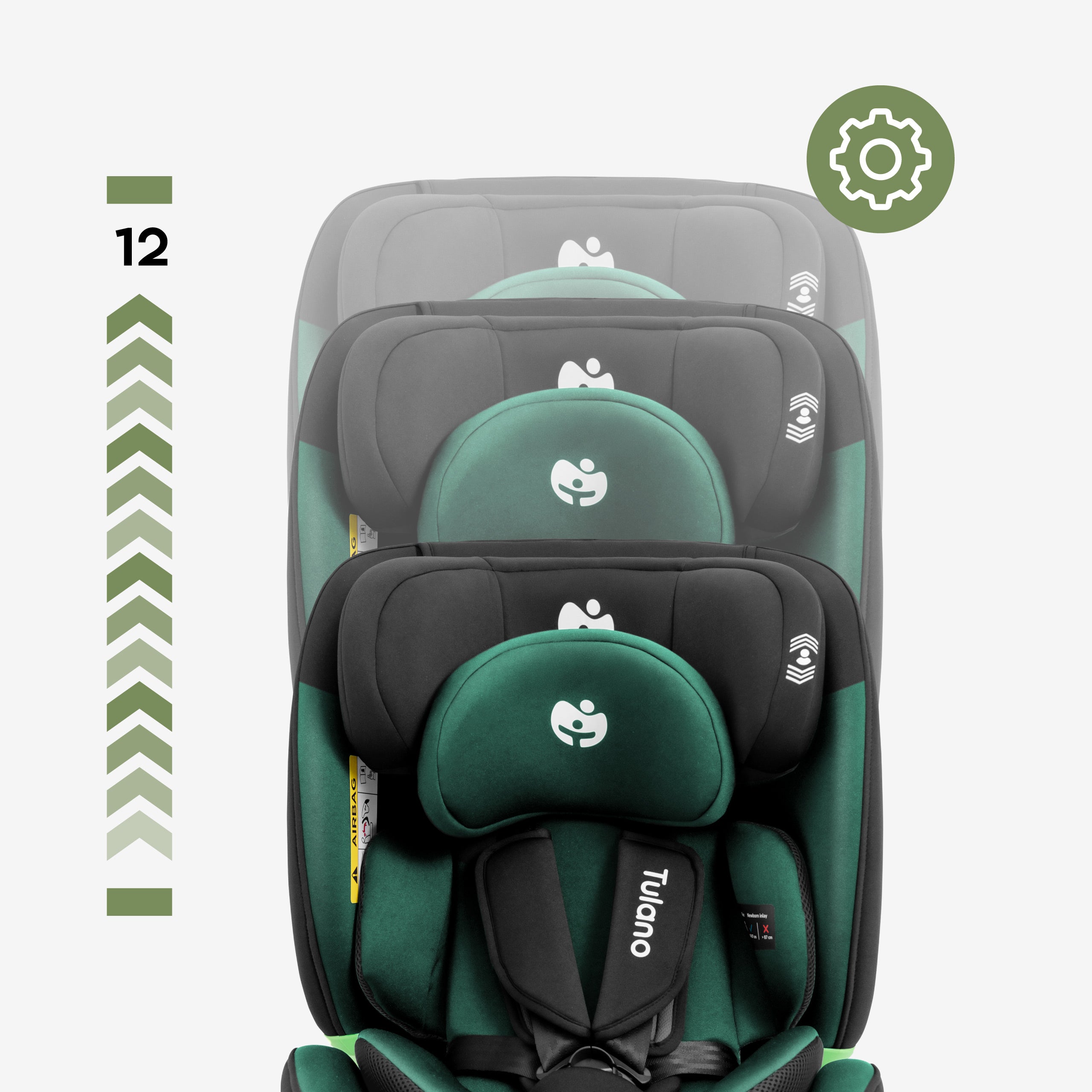 Seggiolino auto girevole Tulano Loom 35 Nero Verde