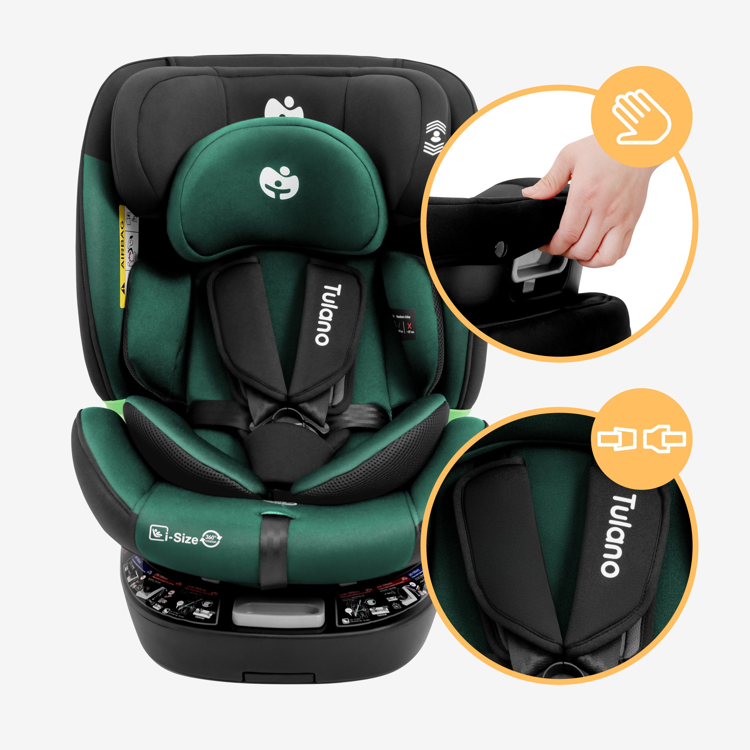 Seggiolino auto girevole Tulano Loom 35 Nero Verde