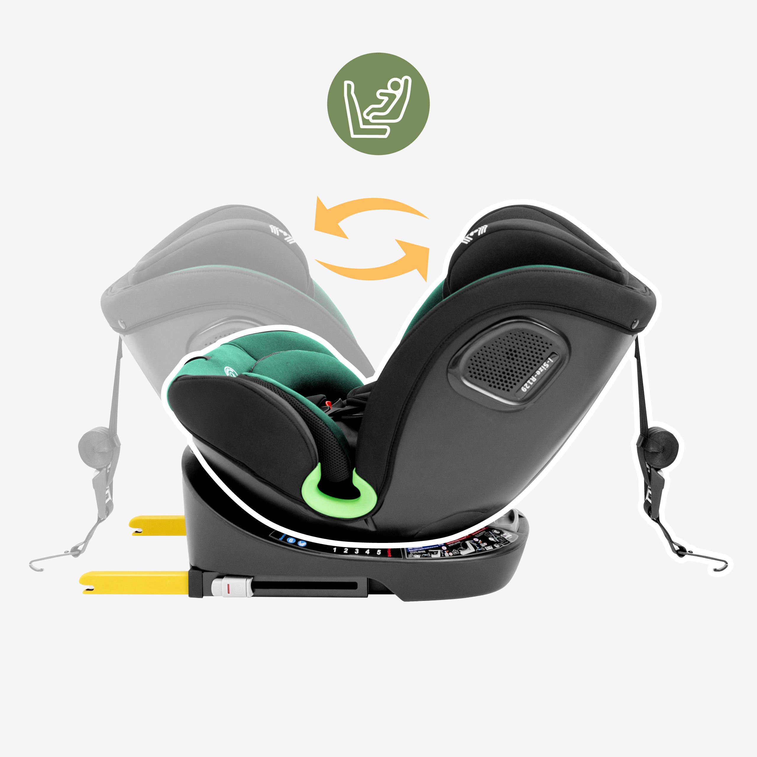 Seggiolino auto girevole Tulano Loom 35 Nero Verde