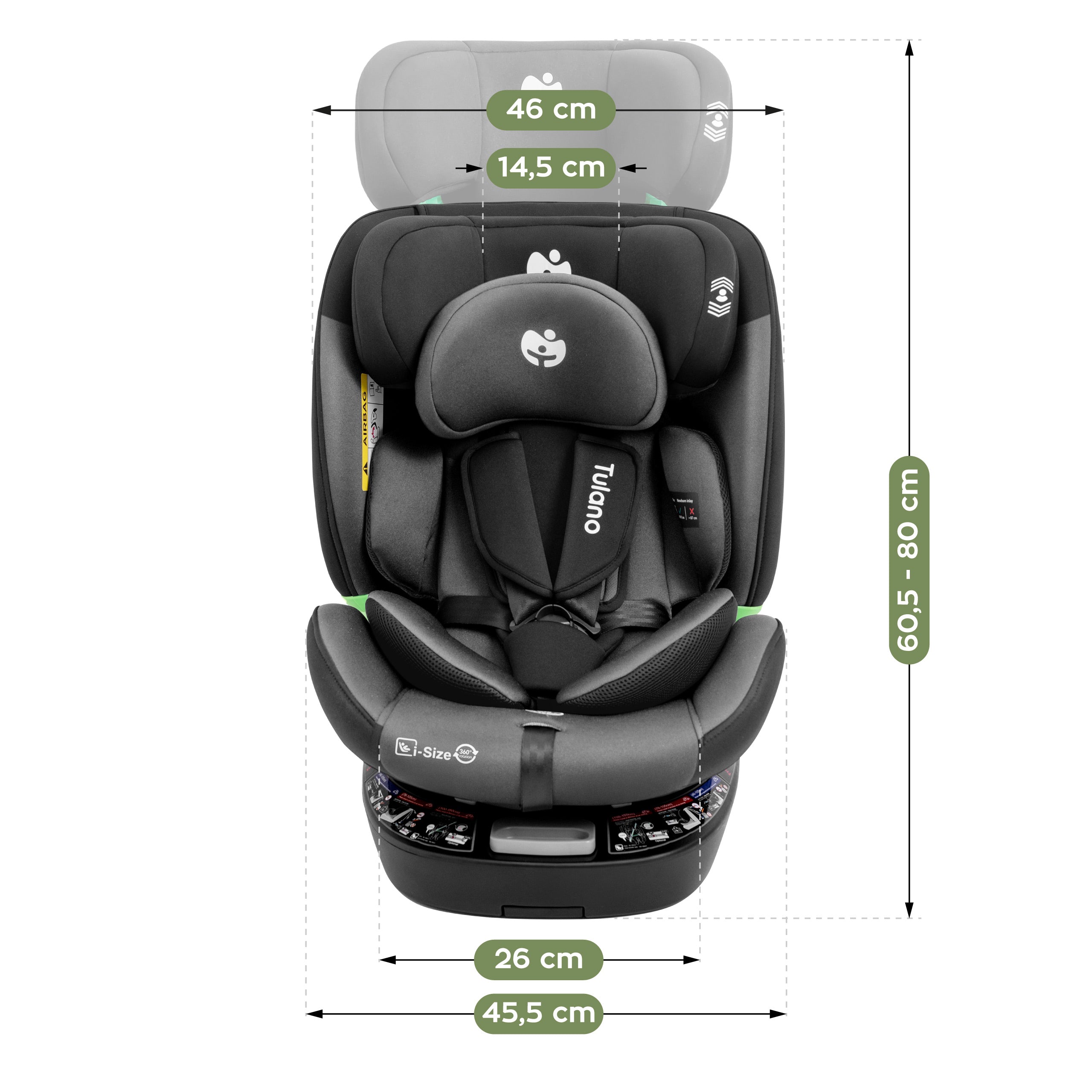 Seggiolino auto girevole Tulano Loom 35 Nero Grigio
