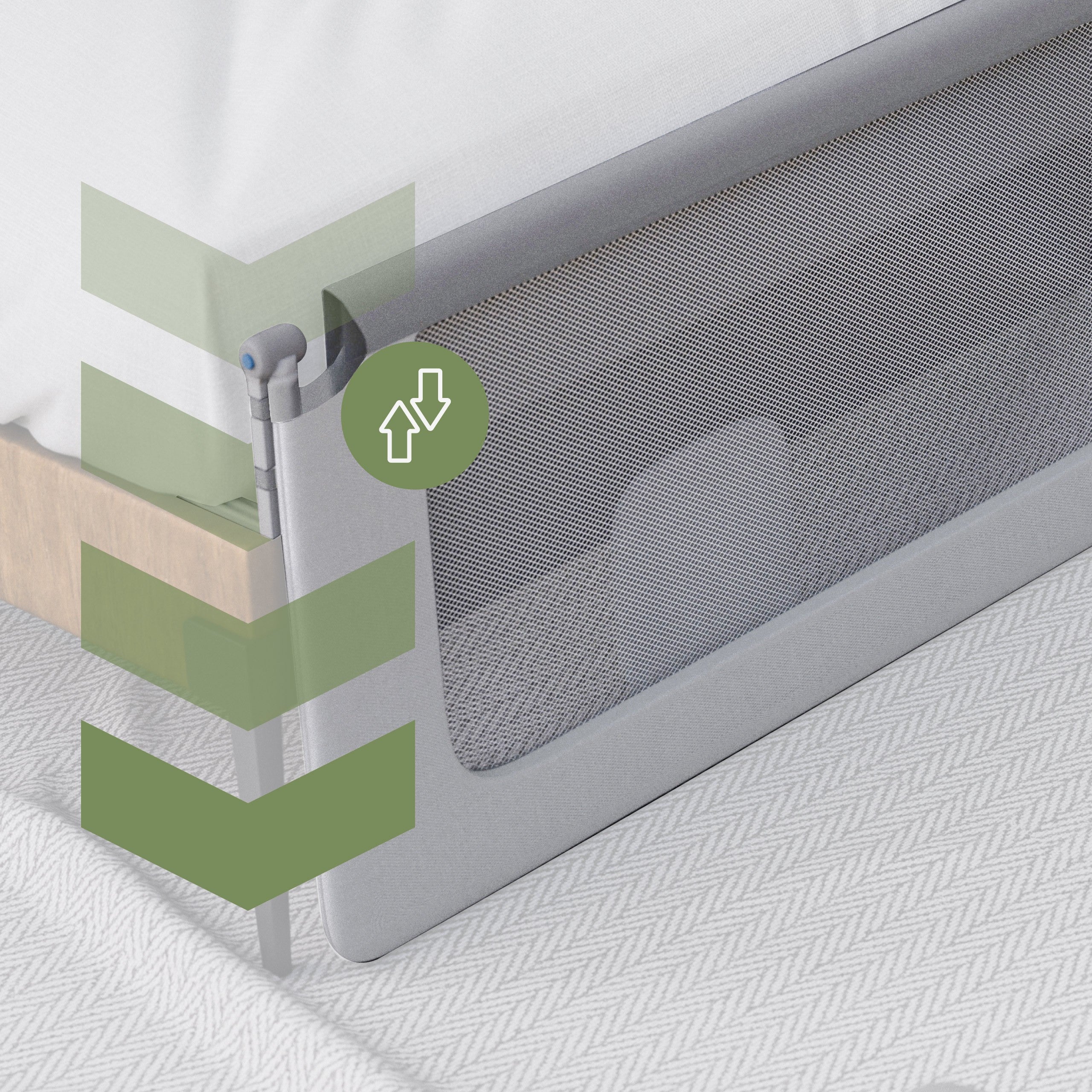 Spondina di sicurezza per letto da 200 cm Tulano Cover 30 Bianco-Grigio