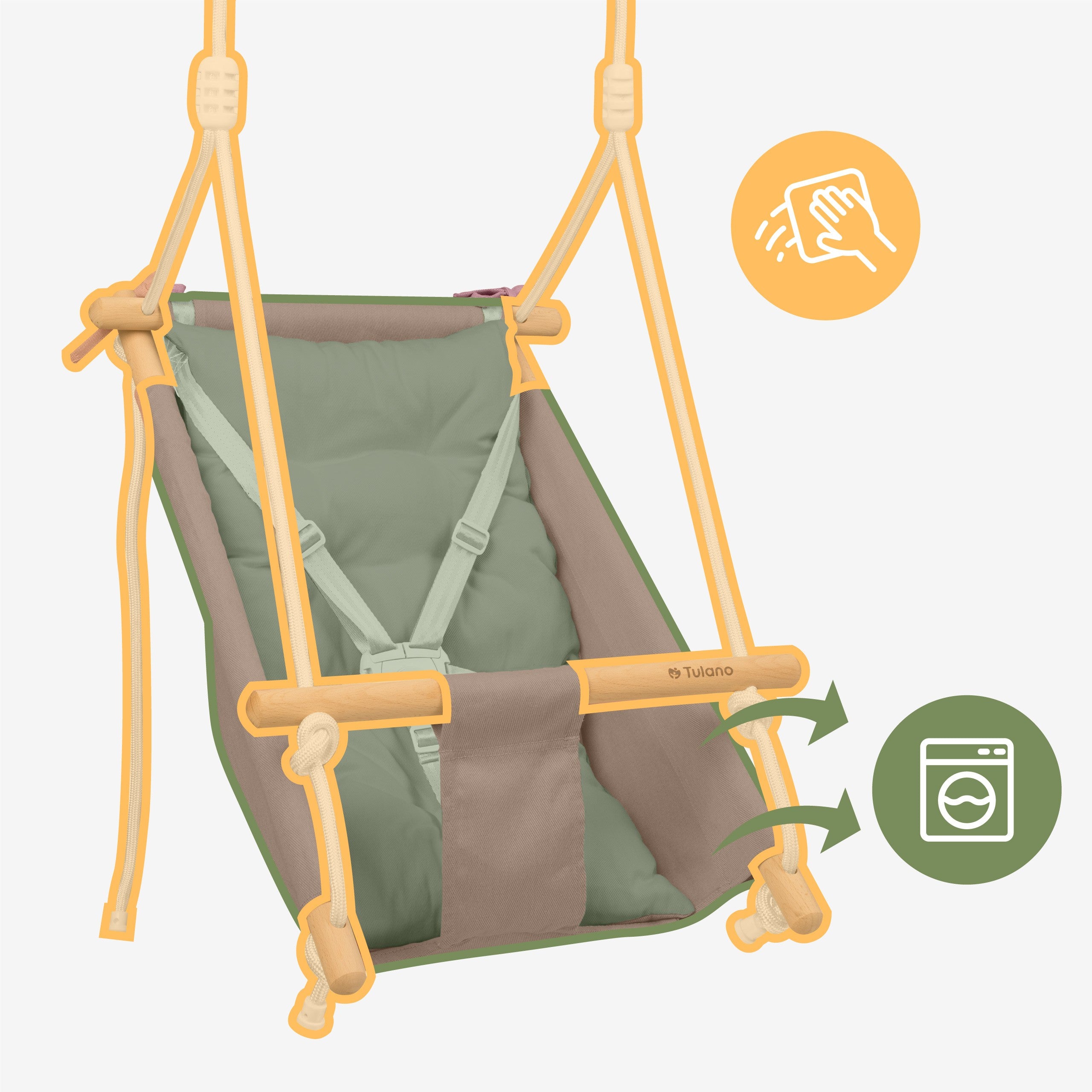 Altalena-dondolo per bambini TULANO Hop 40 Rosa-Grigio