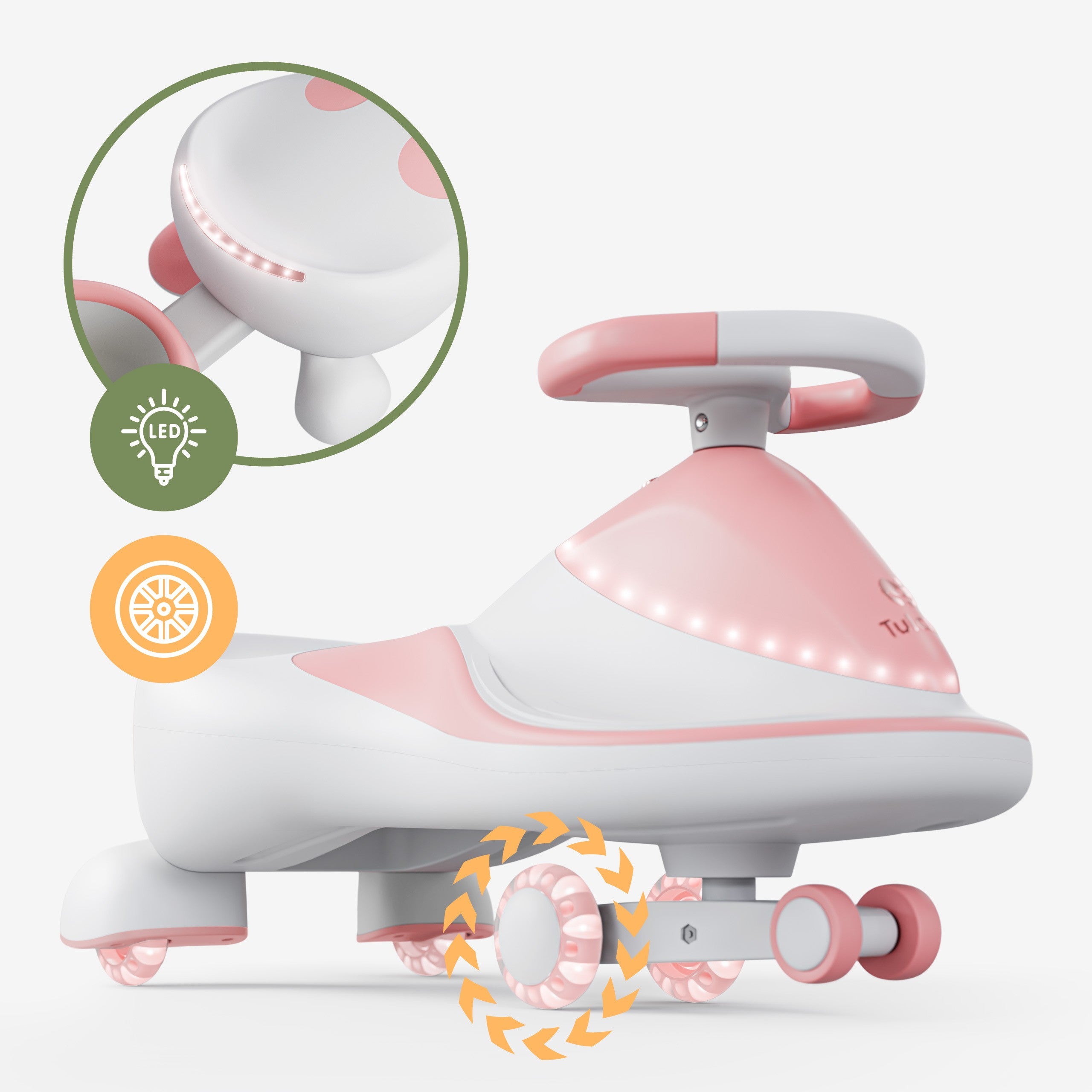 Carretto a gravità per bambini con luci LED Tulano Focus 55 Pink
