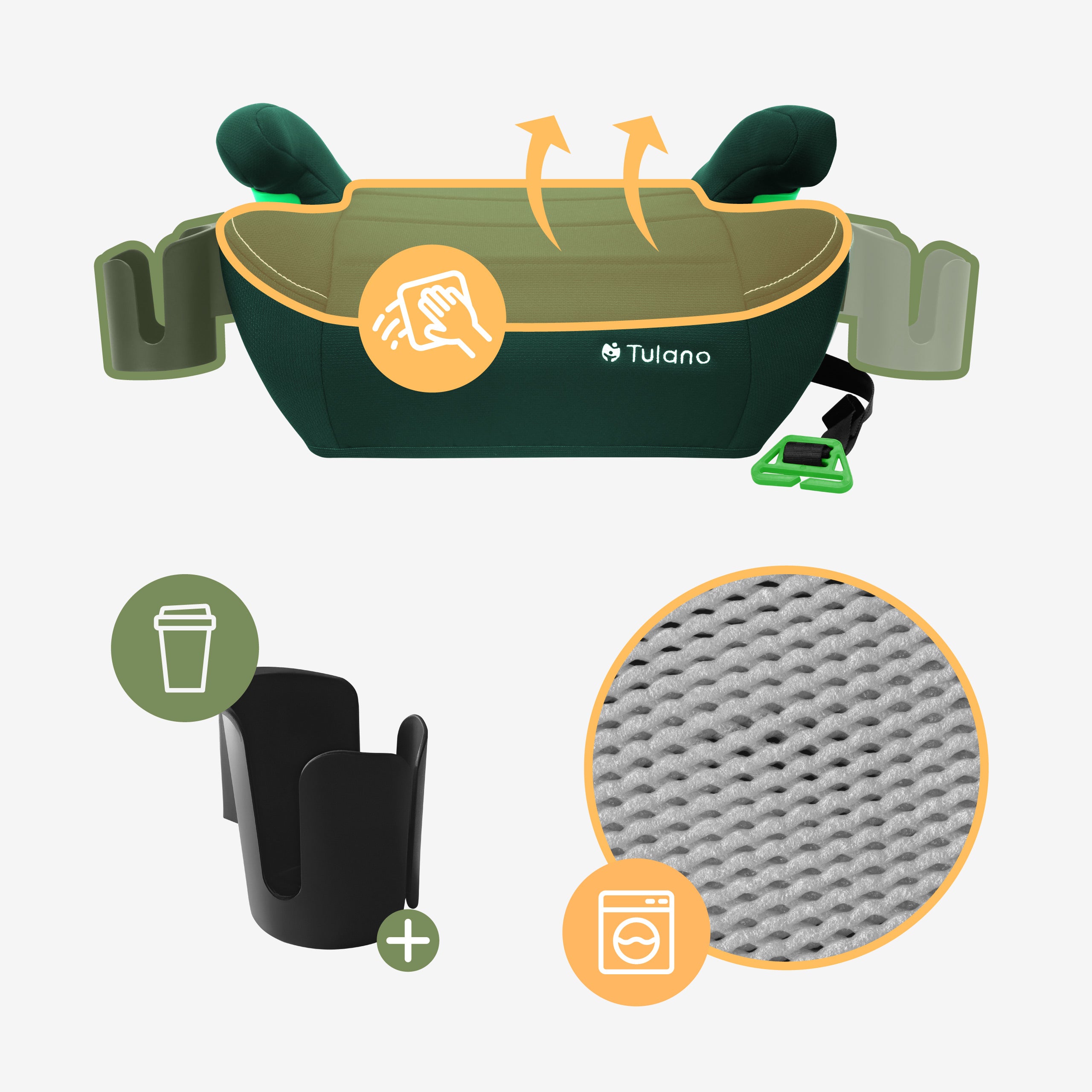 Seggiolino auto con base Tulano Cabby 25 Green 125-150 cm I-Size