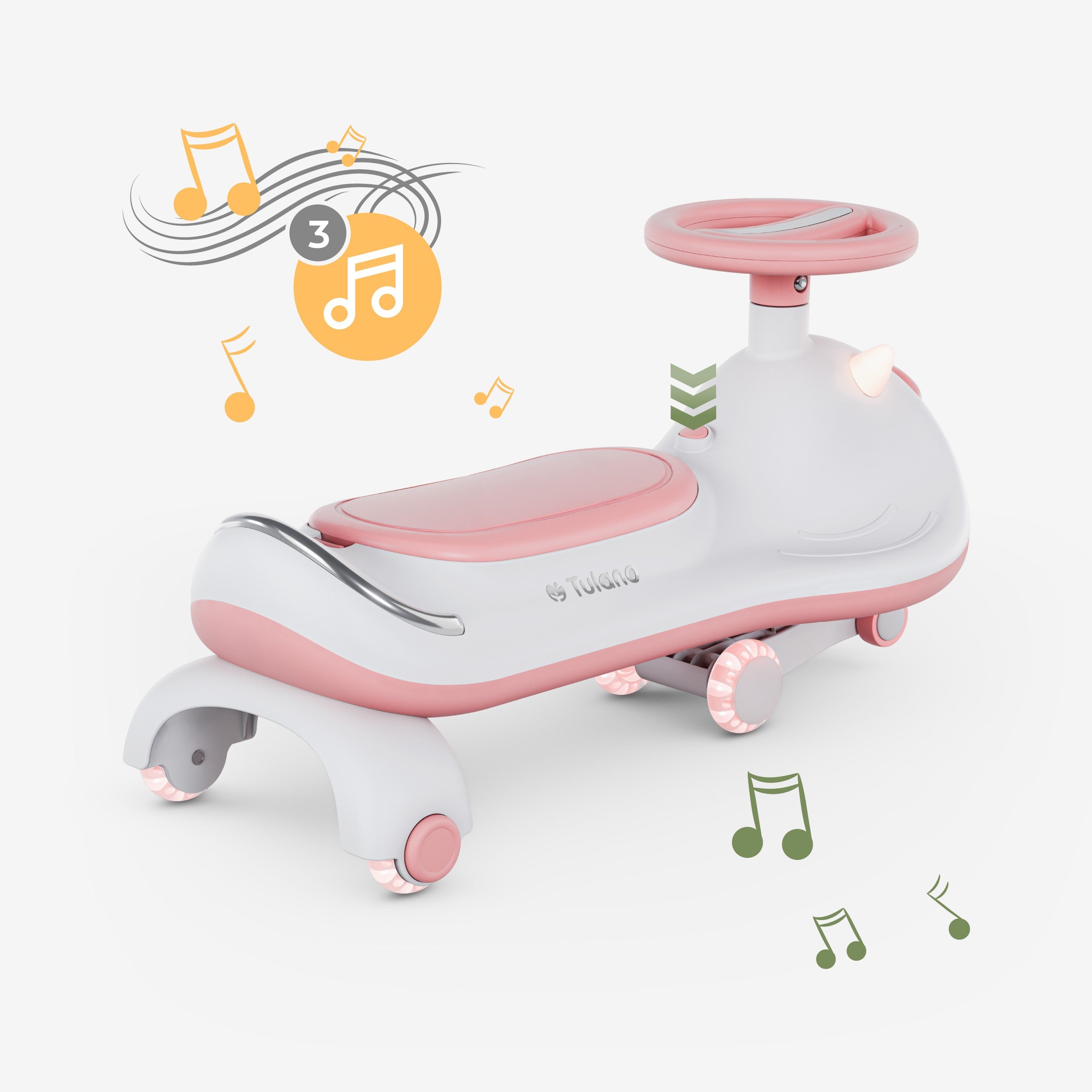 Carretto a gravità per bambini con luci LED Tulano Focus 45 Pink