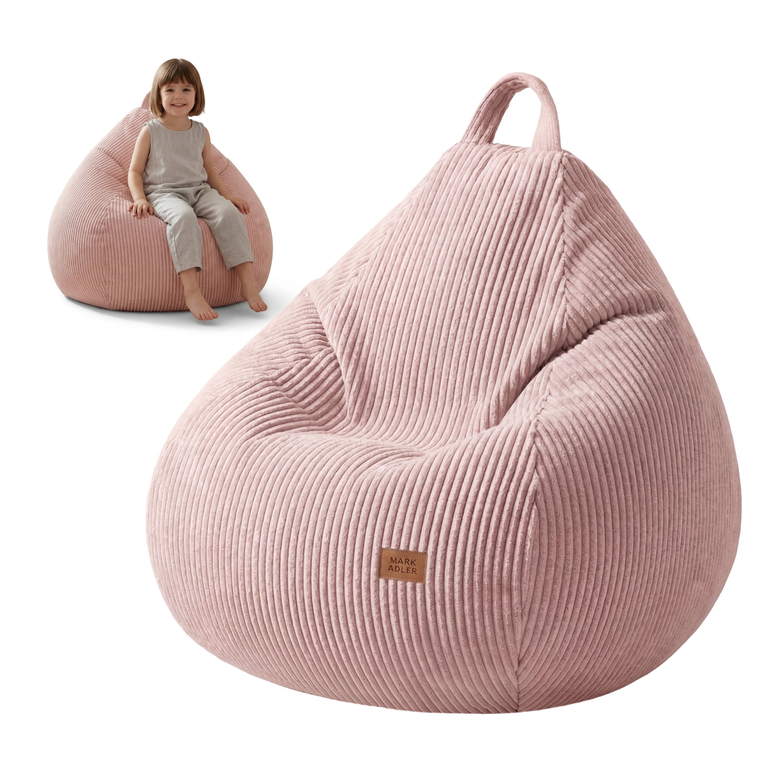 Pouf a sacco in velluto a coste grigio Mark Adler Comfy 1.0 Pink
