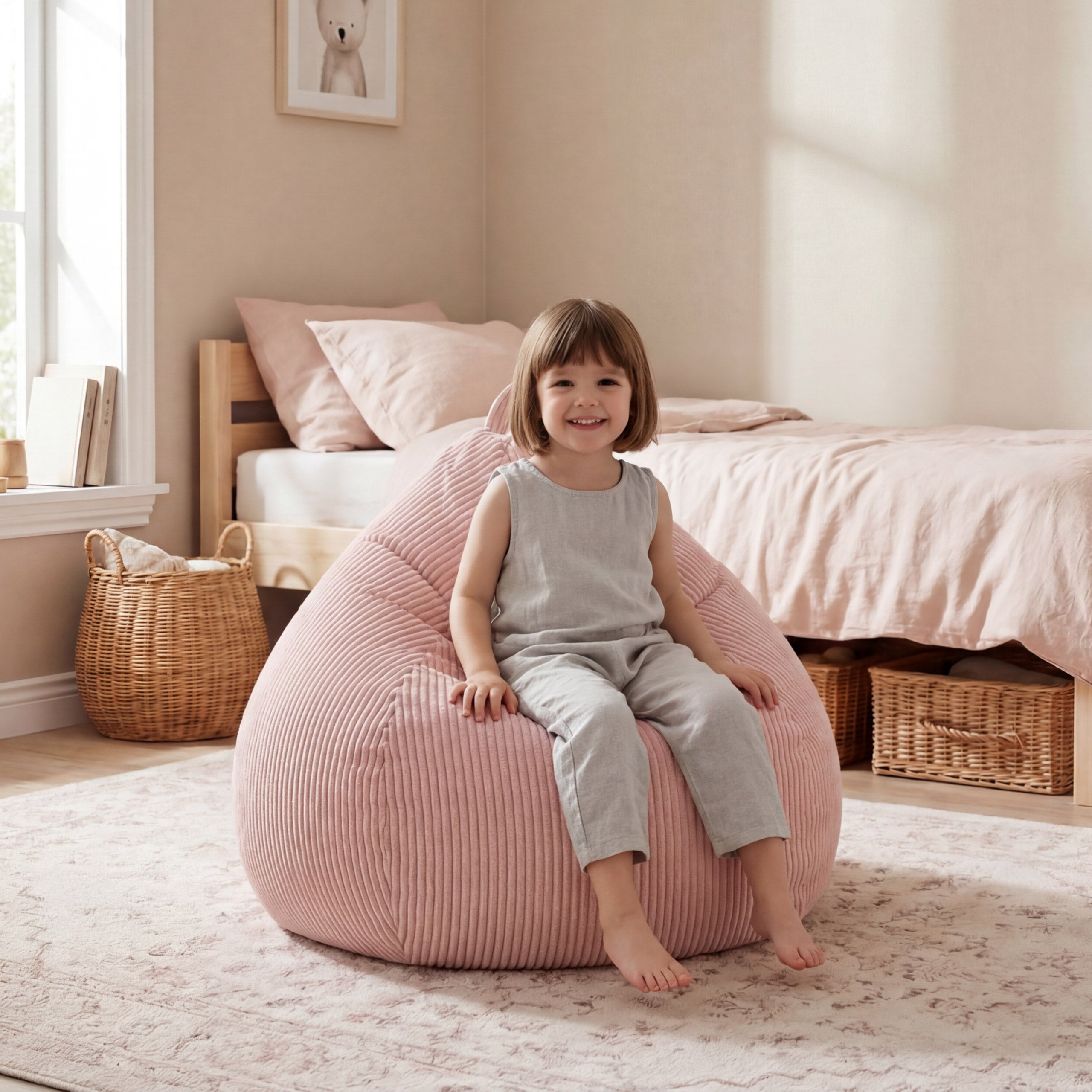 Pouf a sacco in velluto a coste grigio Mark Adler Comfy 1.0 Pink
