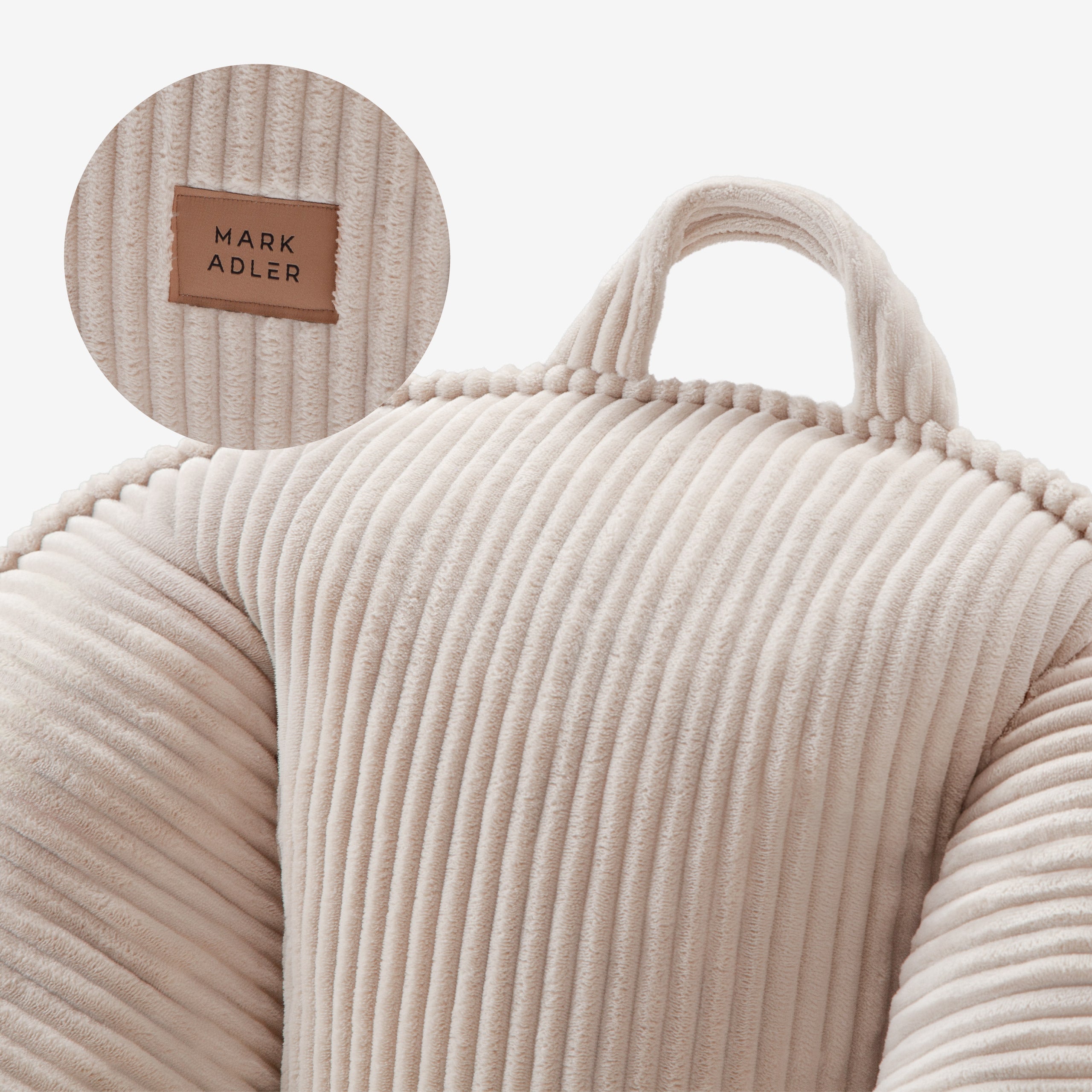 Poltrona pouf in velluto a coste con schienale Mark Adler Comfy 4.0 Beige