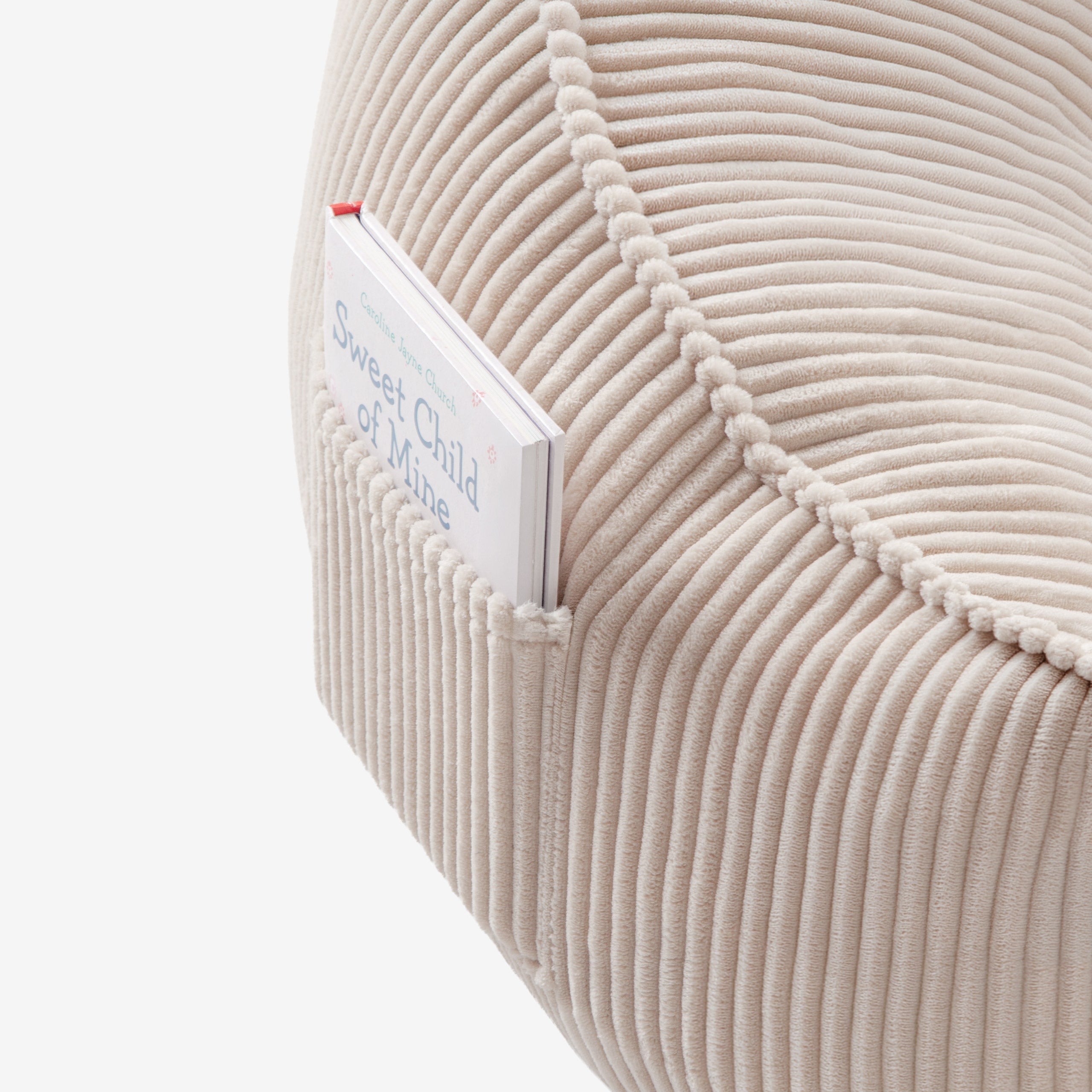 Poltrona pouf in velluto a coste con schienale Mark Adler Comfy 4.0 Beige