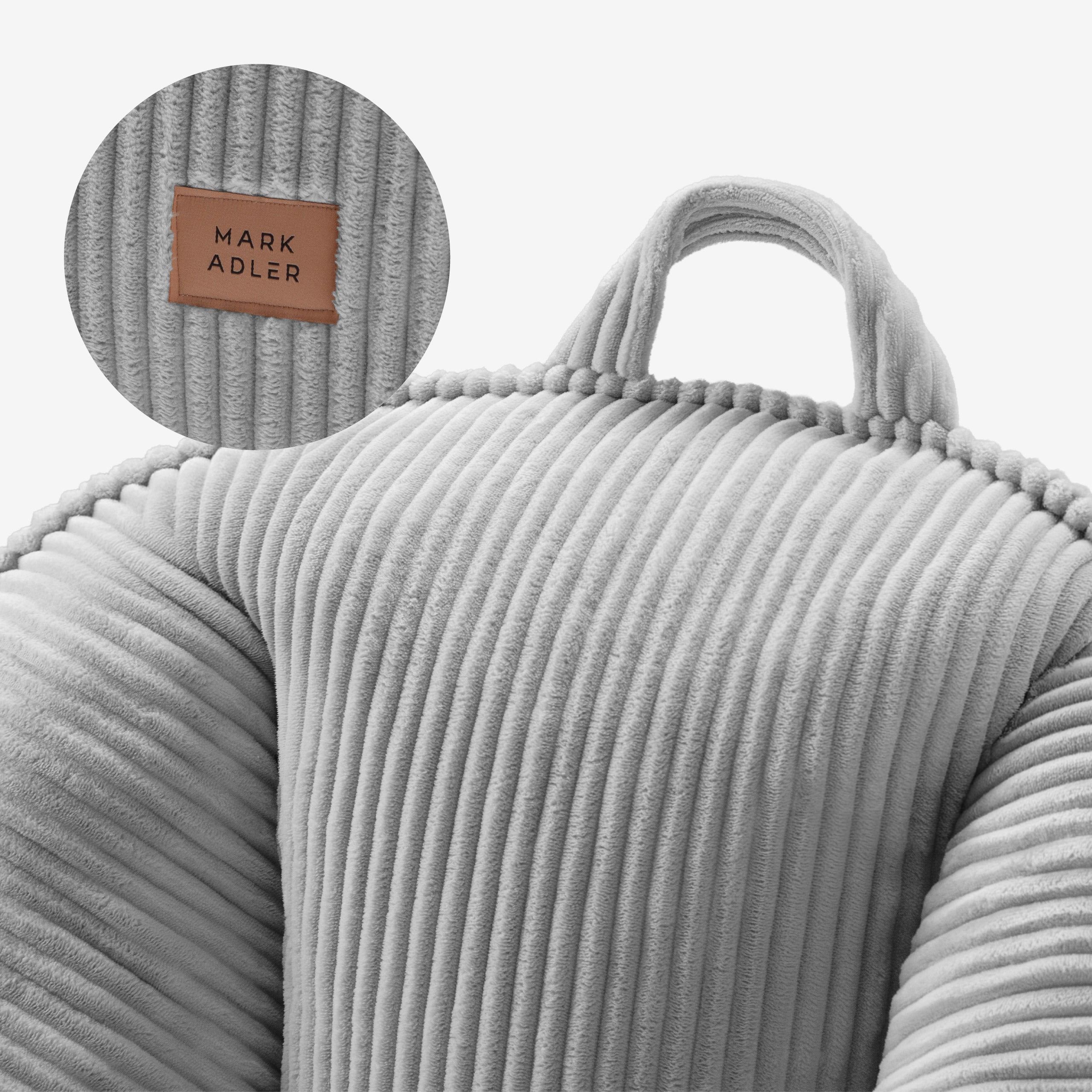 Poltrona pouf in velluto a coste con schienale Mark Adler Comfy 4.0 Grey