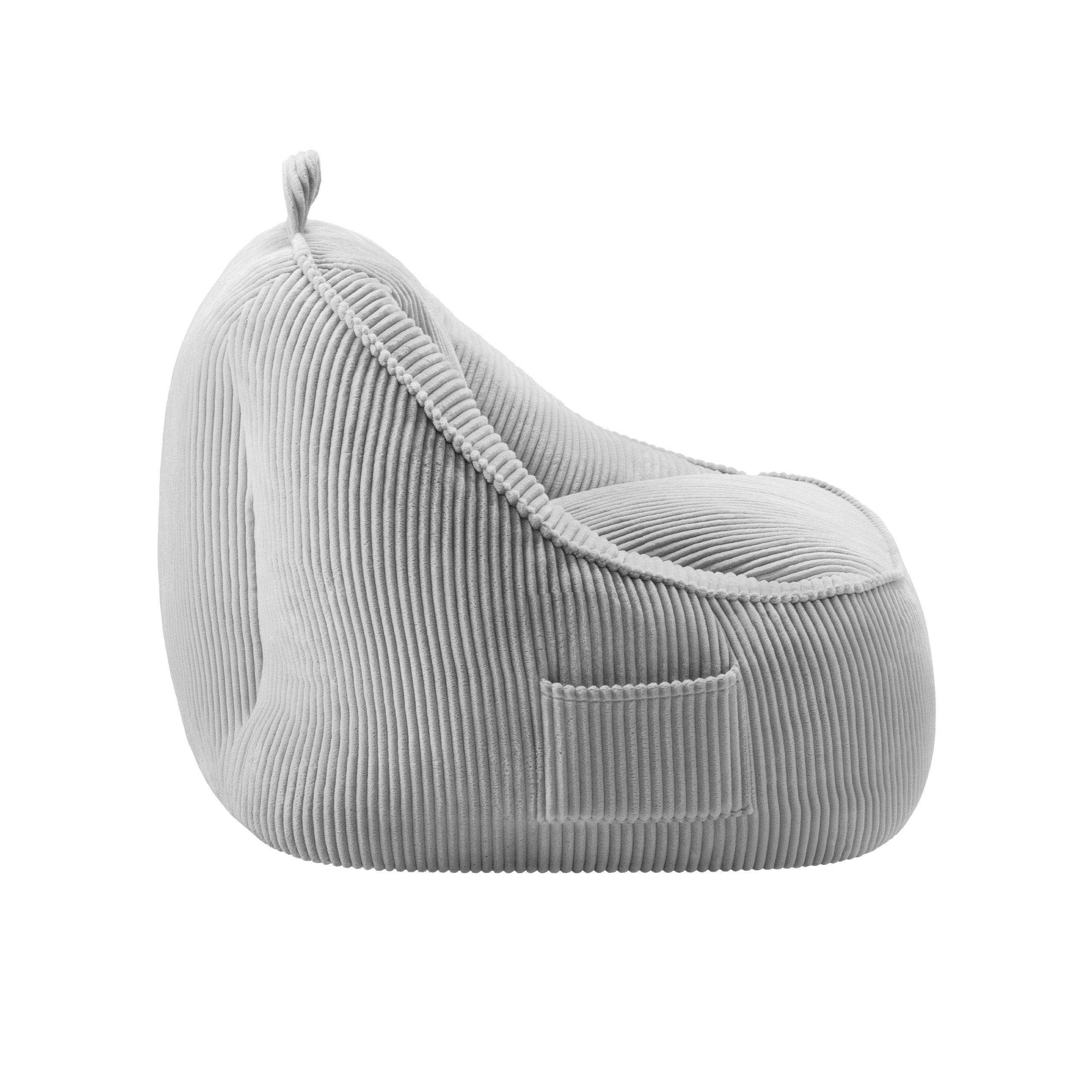 Poltrona pouf in velluto a coste con schienale Mark Adler Comfy 4.0 Grey