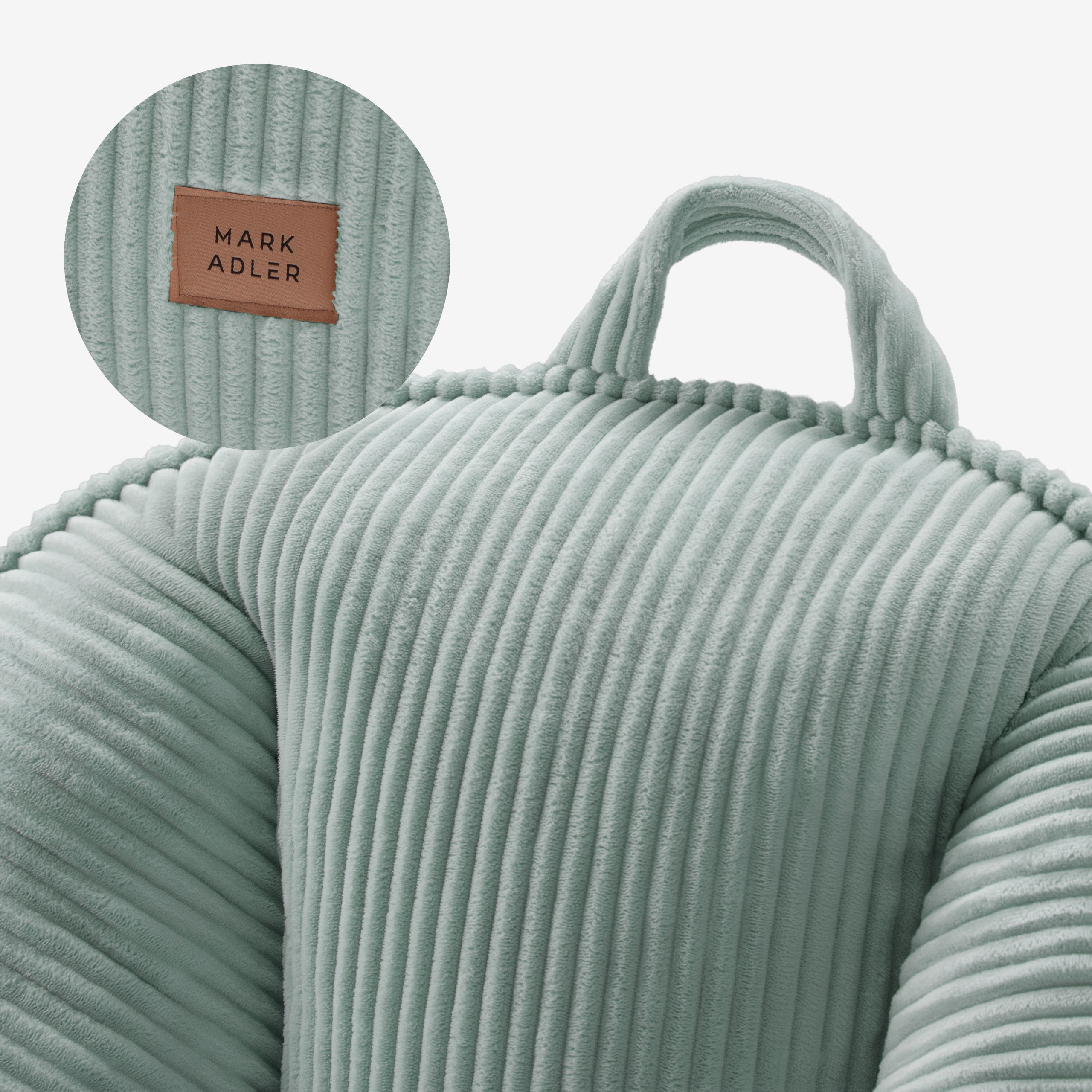 Poltrona pouf in velluto a coste con schienale Mark Adler Comfy 4.0 Sage