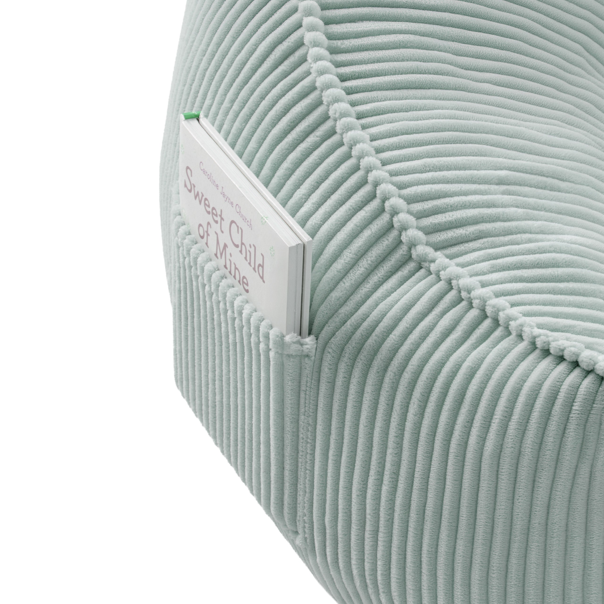 Poltrona pouf in velluto a coste con schienale Mark Adler Comfy 4.0 Sage