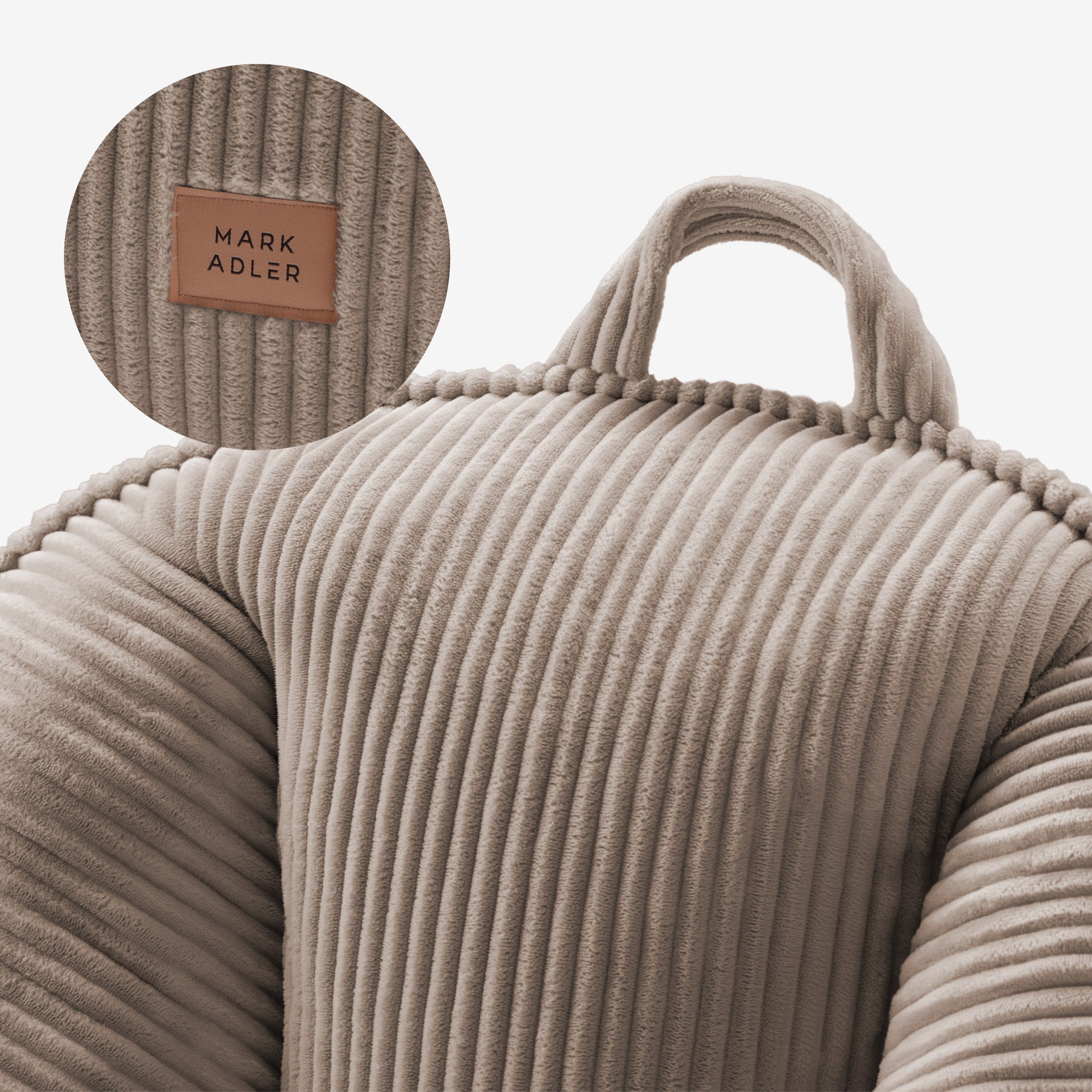 Poltrona pouf in velluto a coste con schienale Mark Adler Comfy 4.0 Taupe