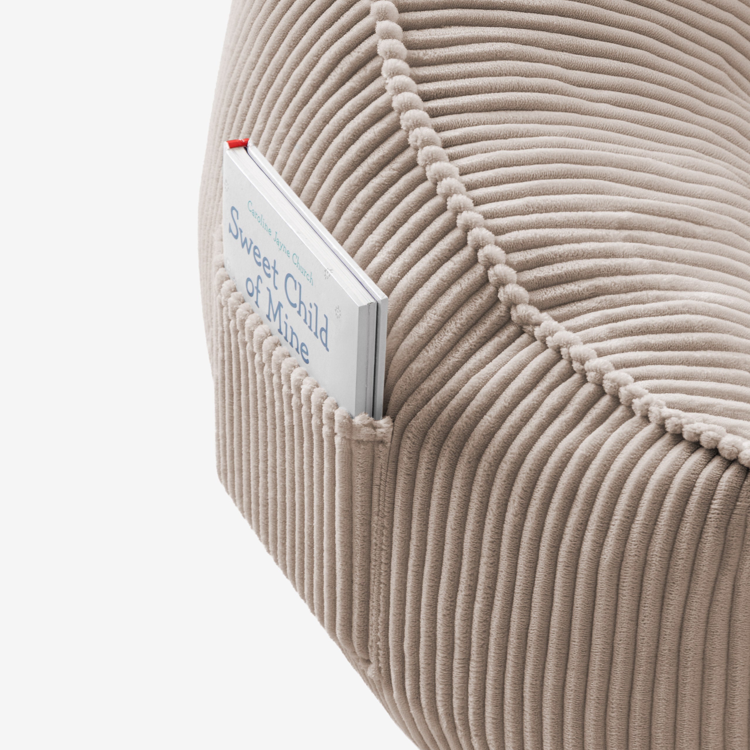 Poltrona pouf in velluto a coste con schienale Mark Adler Comfy 4.0 Taupe
