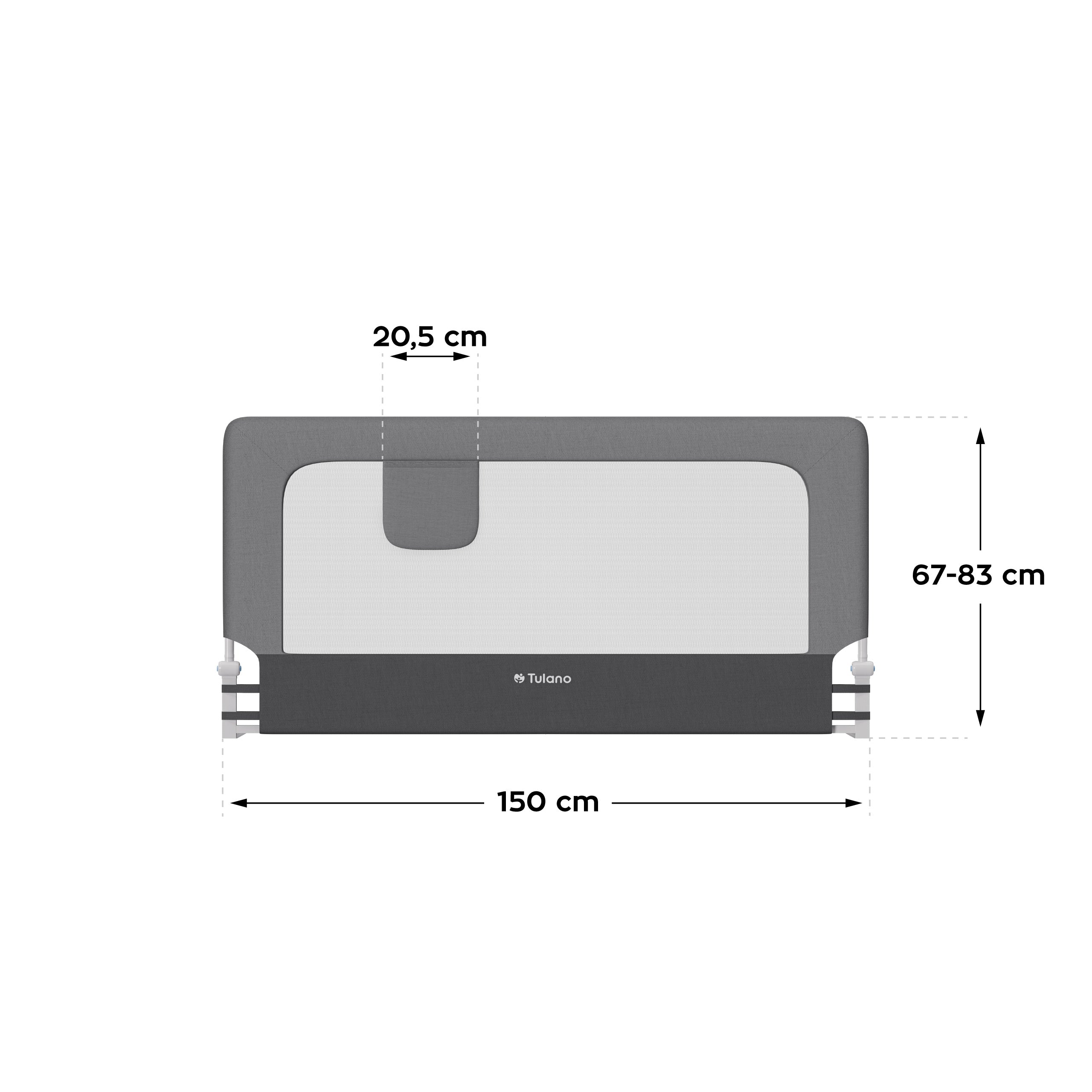 Spondina di sicurezza per letto da 150 cm Tulano Cover 25 Grey