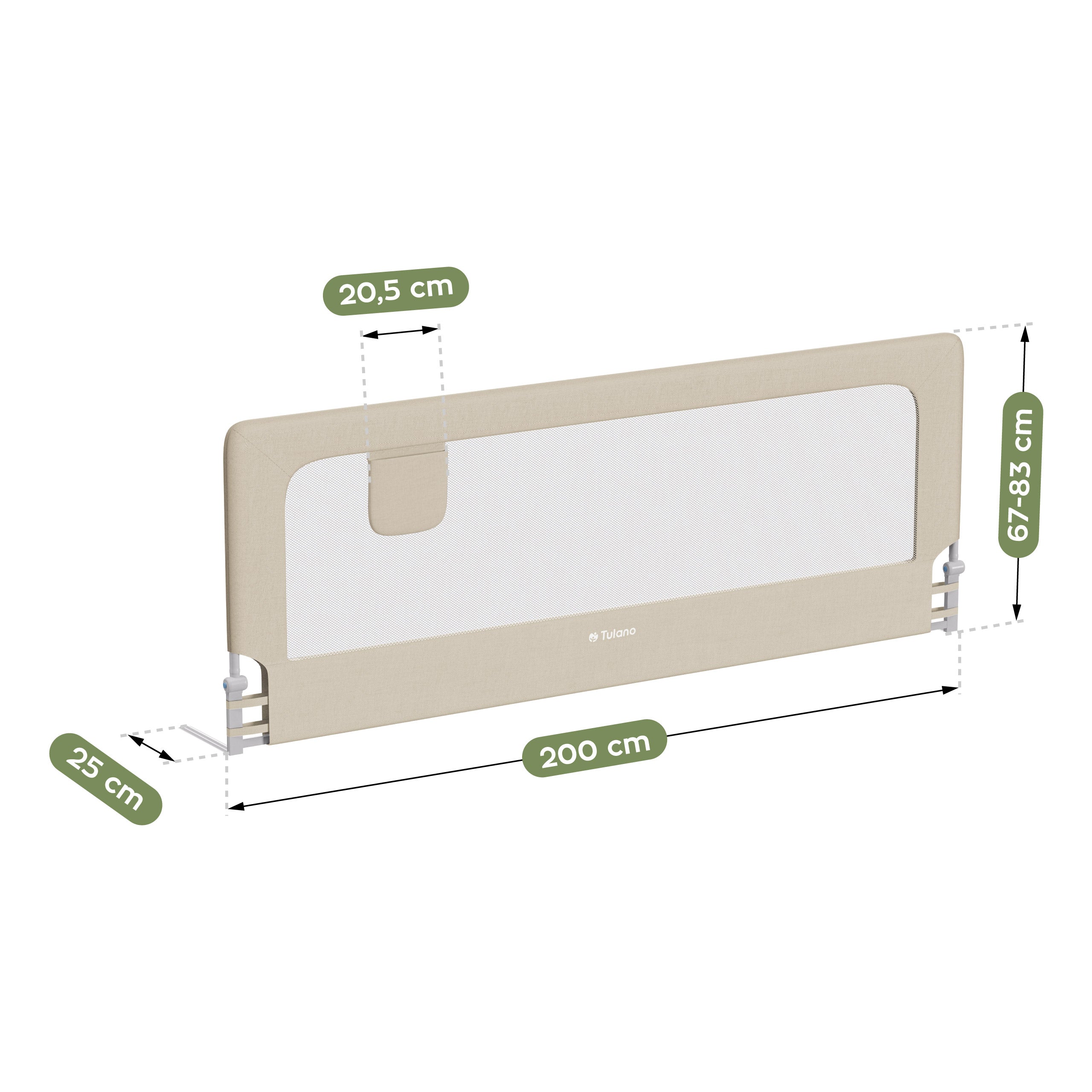 Sponda di protezione per letto da 200 cm Tulano Cover 30 Beige