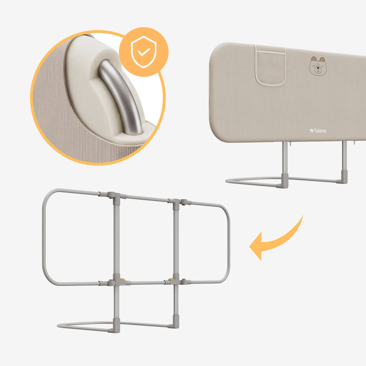 Sponda da letto per bambini Tulano Cover 50 Beige
