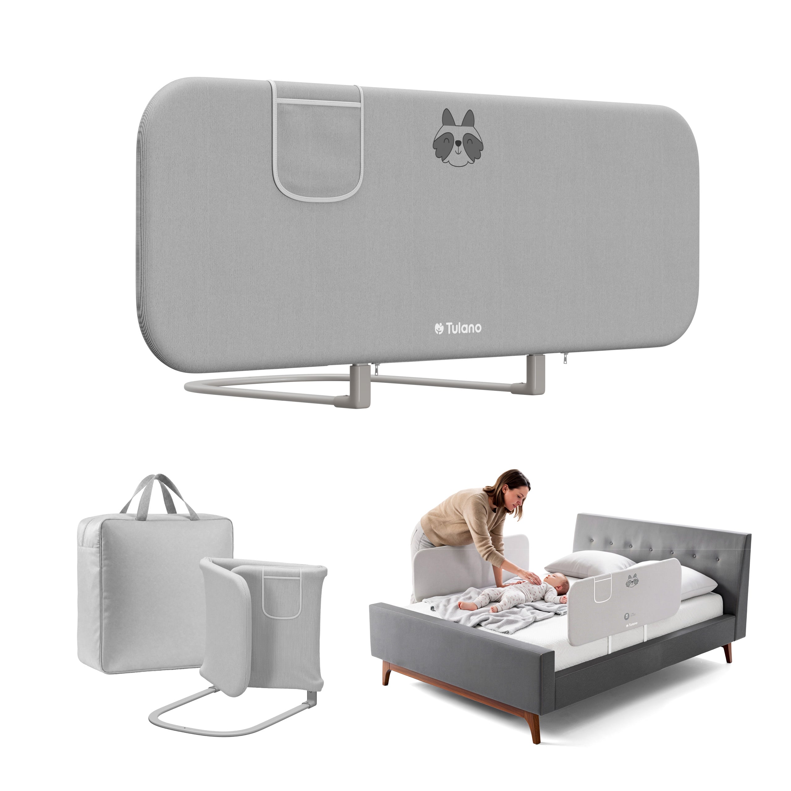 Barierka ochronna na łóżko 120cm Cover 50 Grey
