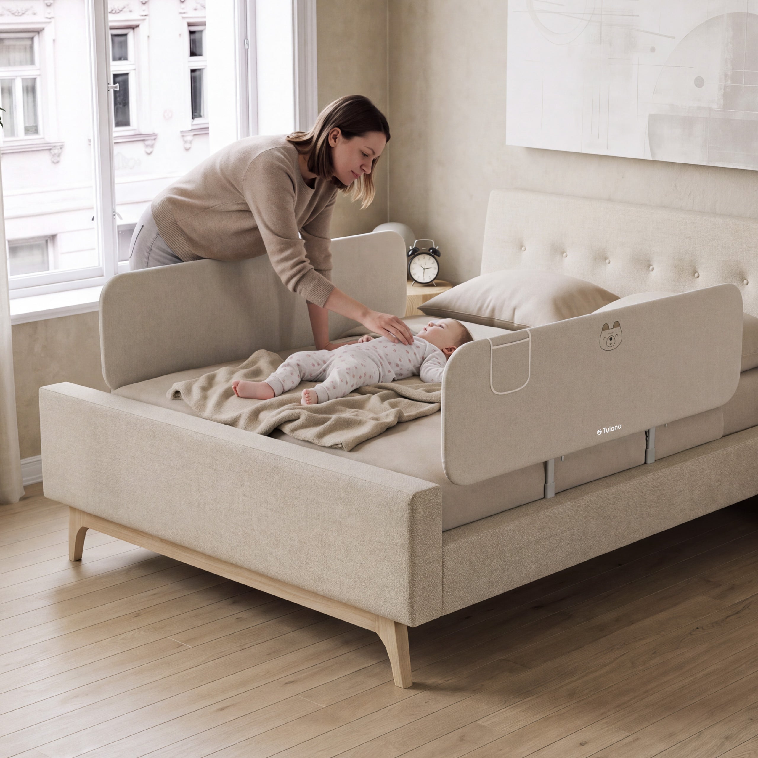 Barierka do łóżka dla dzieci 150 cm Tulano Cover 55 Beige