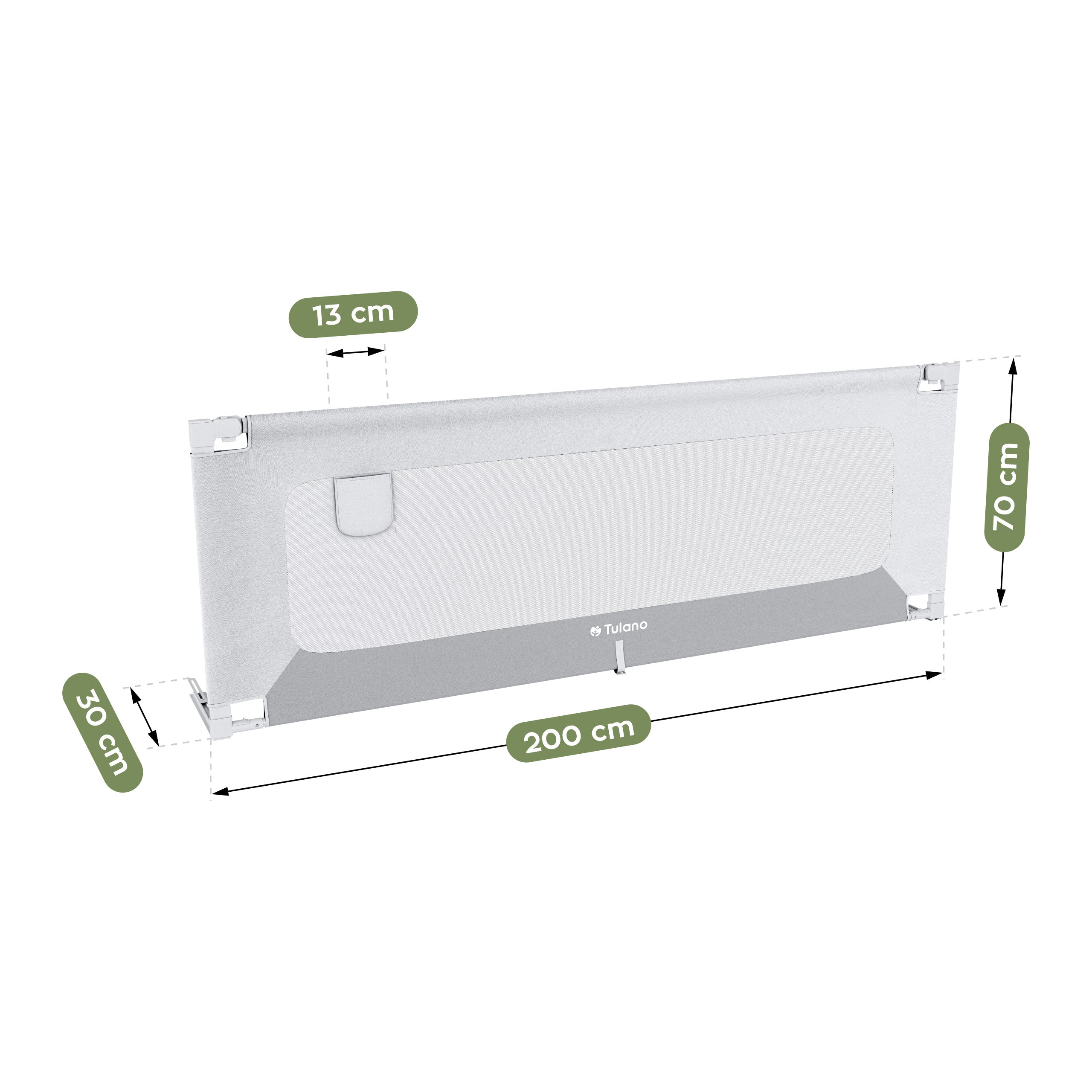 Spondina di sicurezza per letto da 200 cm Tulano Cover 40 Bianco-Grigio