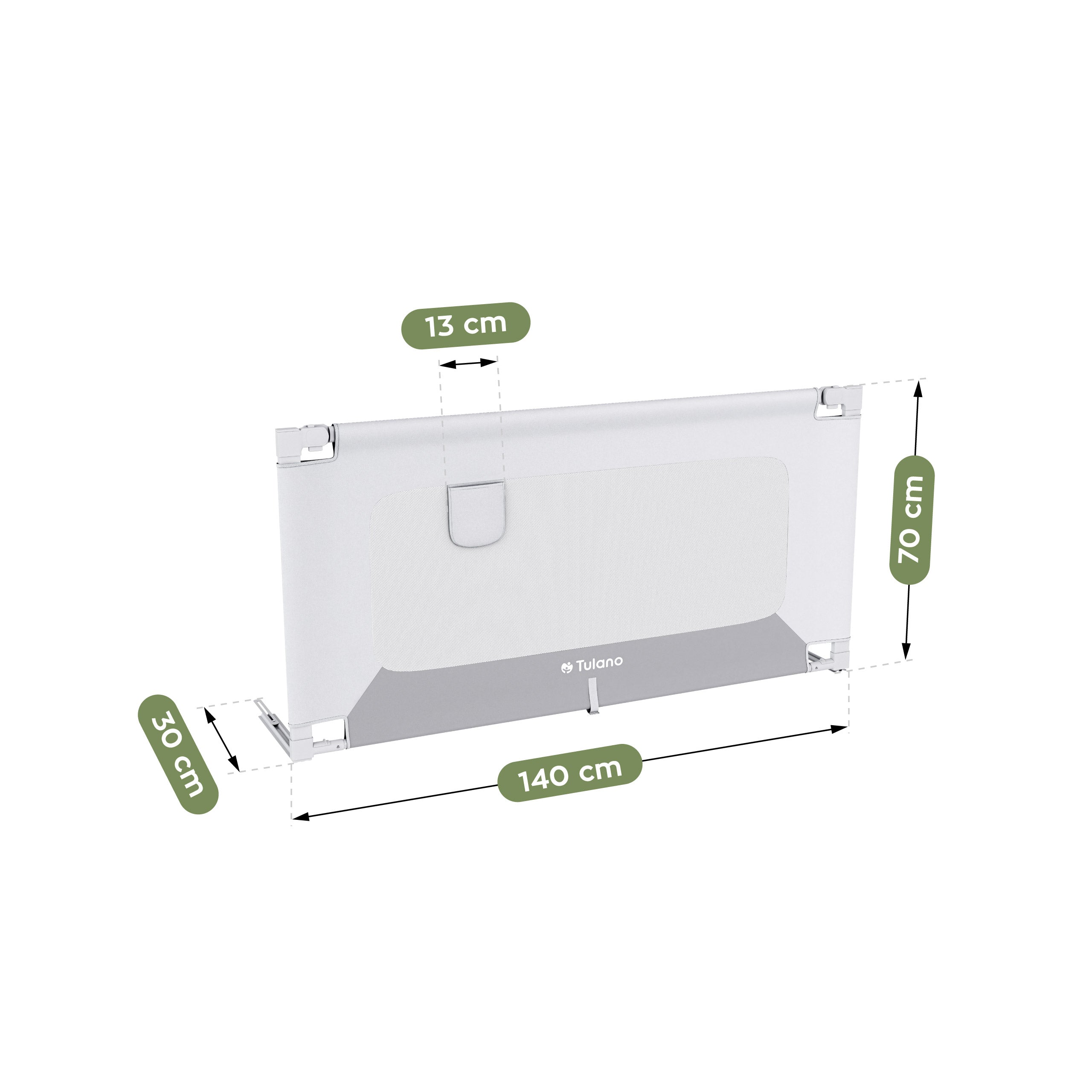 Spondina di sicurezza per letto da 140 cm Tulano Cover 44 Bianco-Grigio