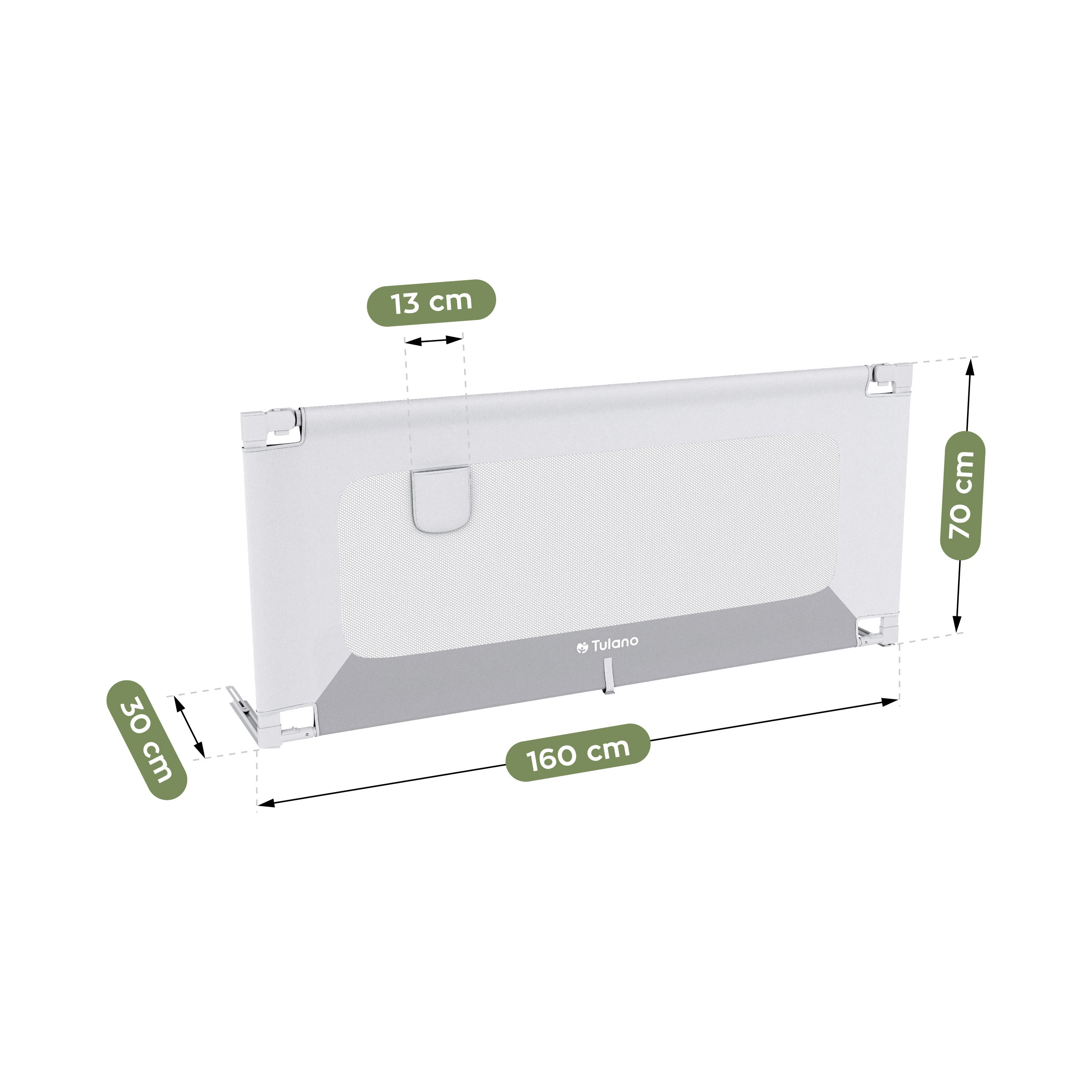 Spondina di sicurezza per letto da 160 cm Tulano Cover 46 Bianco-Grigio