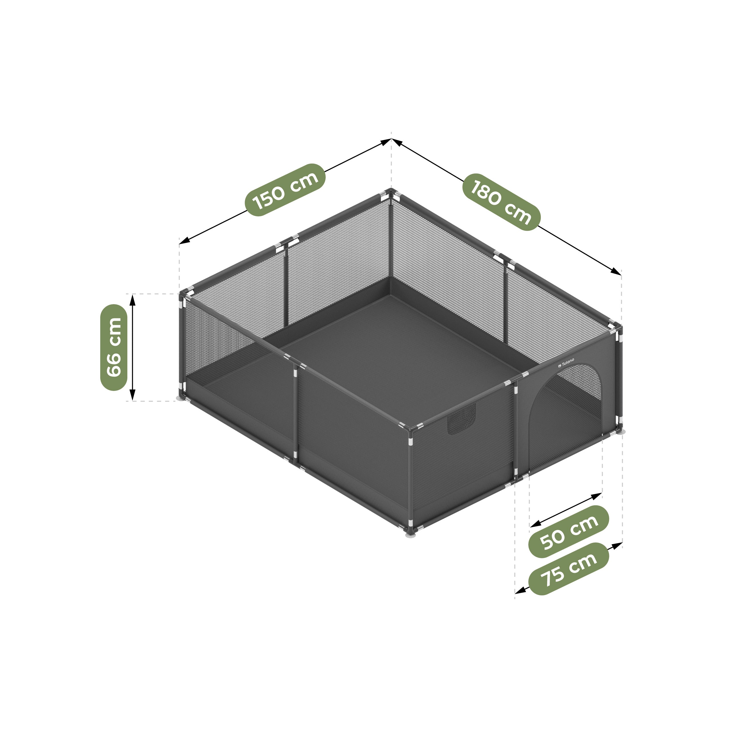 Box per bambini Tulano Cozy 25 Graphite - 150 cm