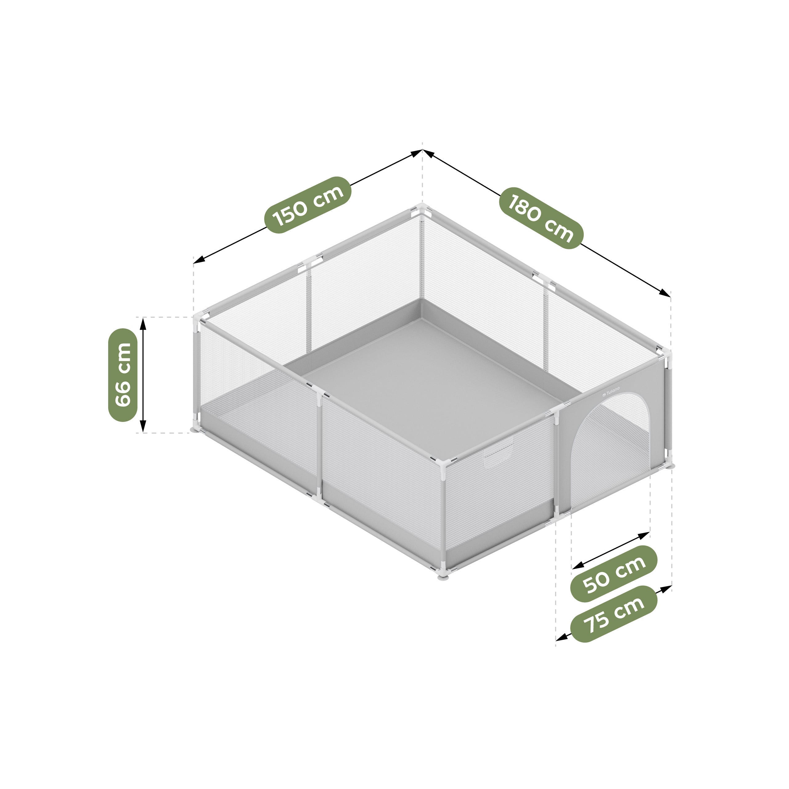 Box per bambini TULANO Cozy 25 Grey - 150 cm