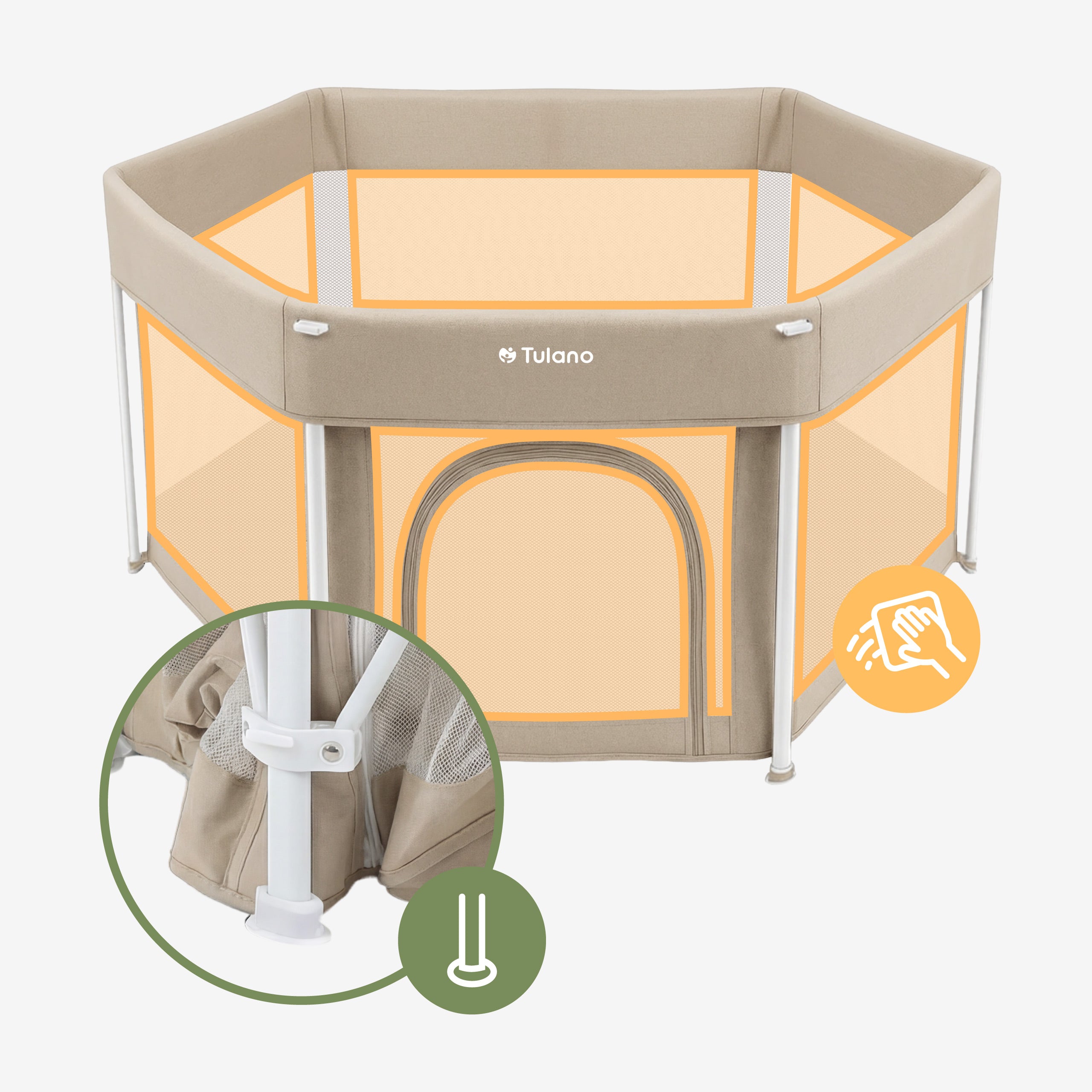 Culla pieghevole per bambini Tulano Cozy 30 Beige