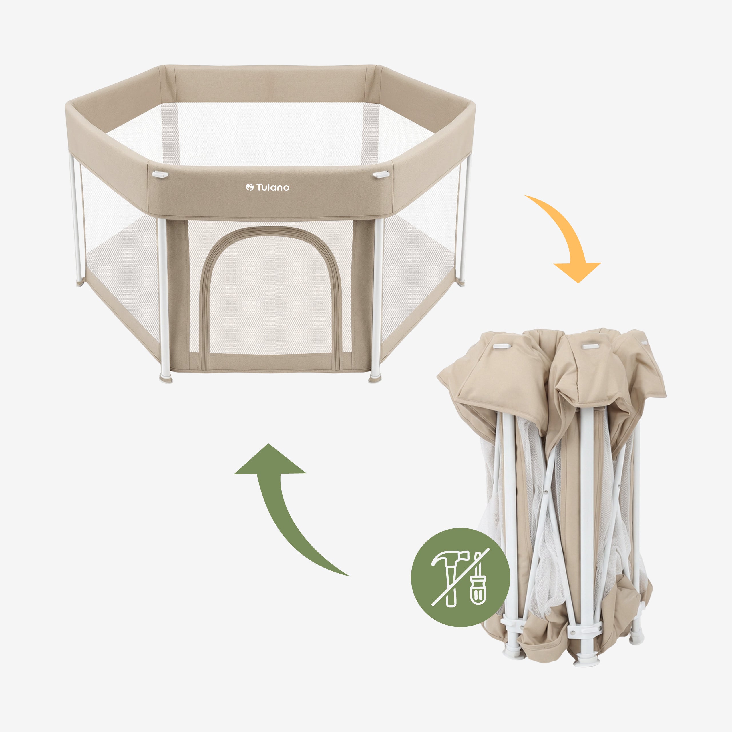 Culla pieghevole per bambini Tulano Cozy 30 Beige