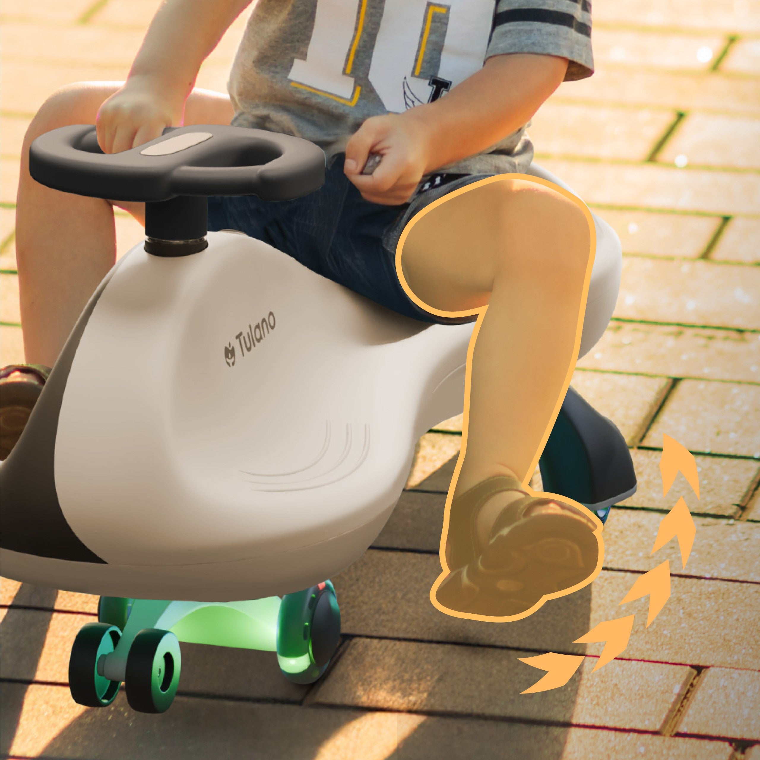 Carretto a gravità con luci LED per bambini Tulano Focus 35 Beige